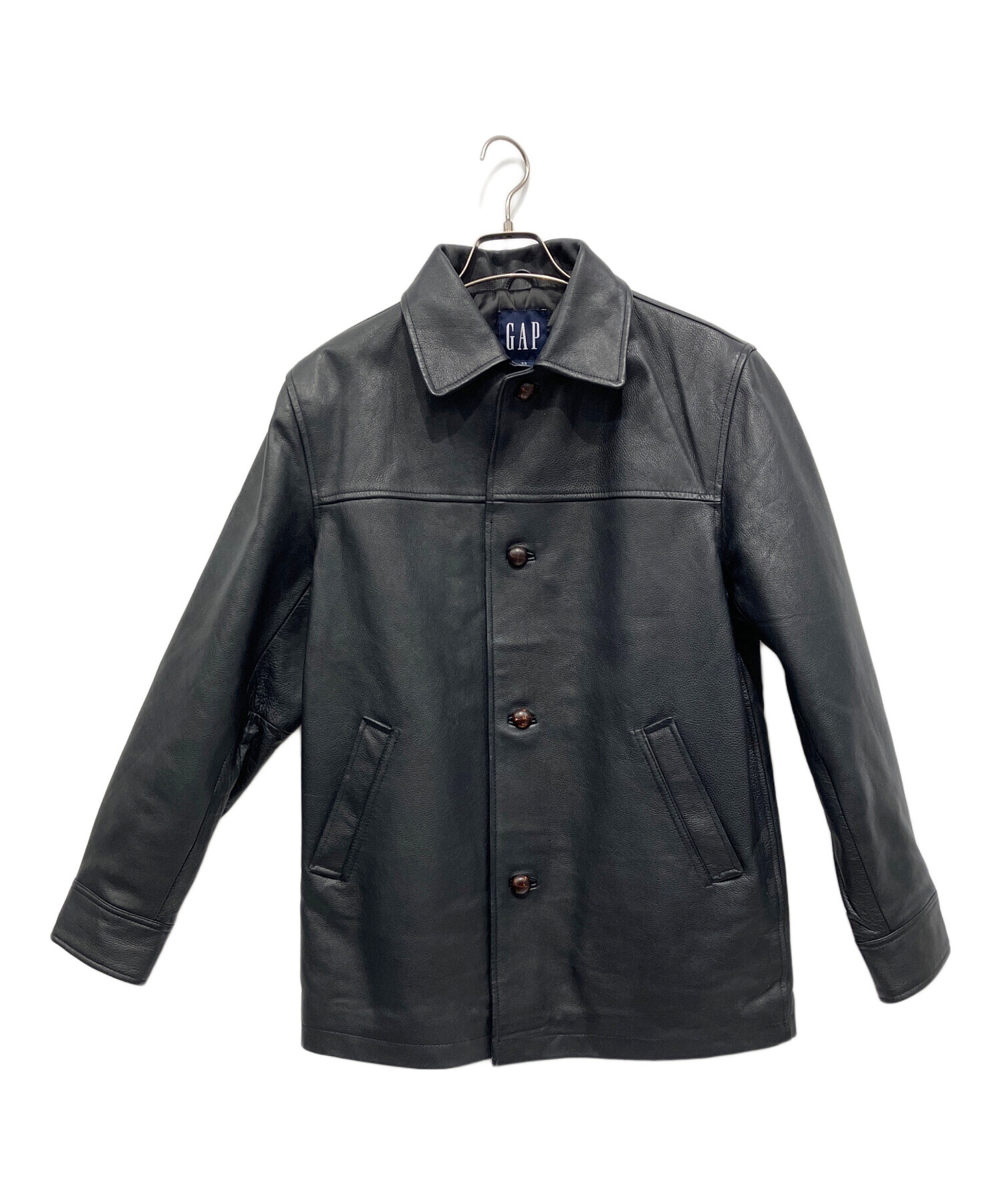 GAP ブラックレザージャケット XS 中古・古着通販】GAP (ギャップ) レザージャケット ブラック サイズ:XS