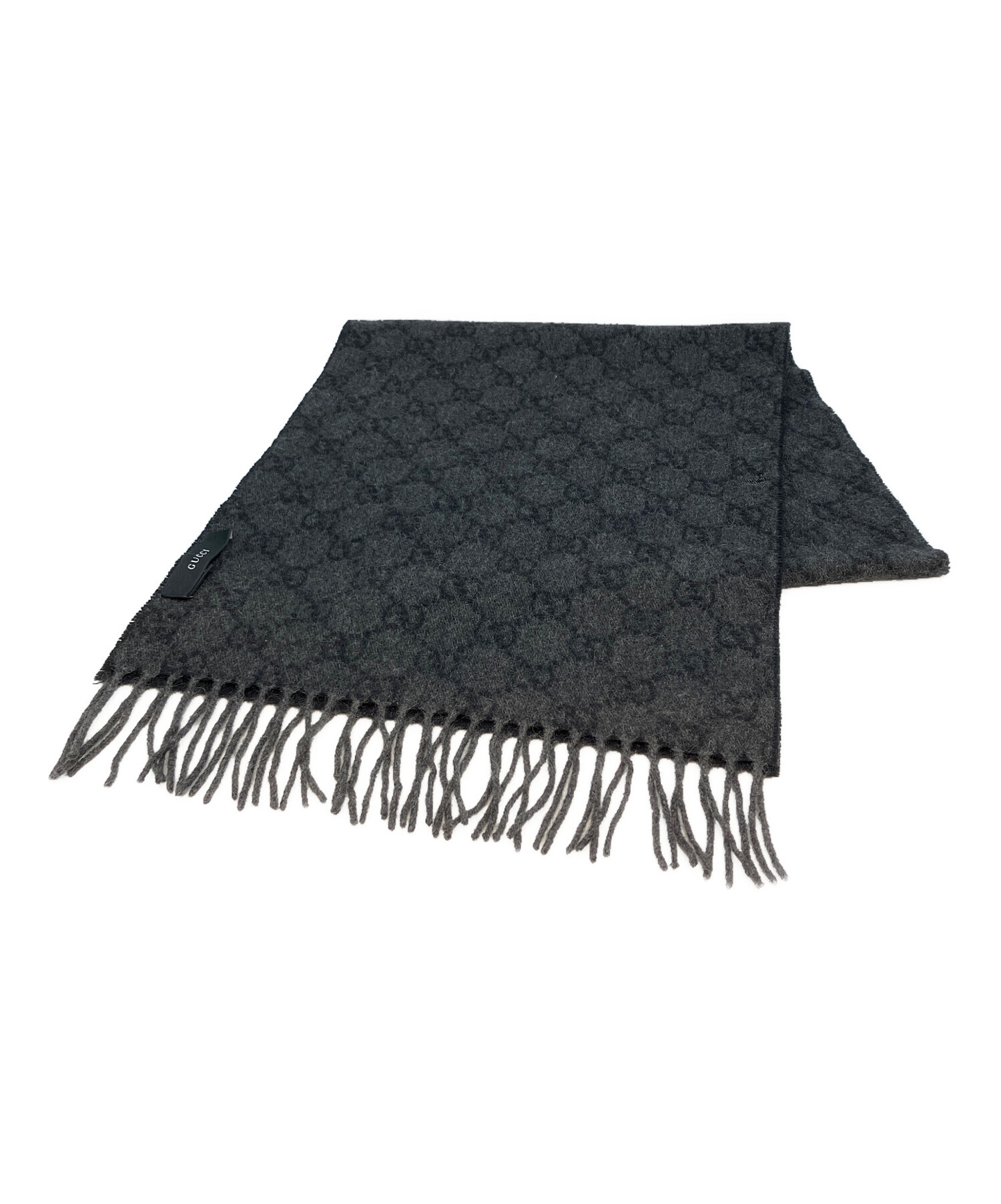 GUCCI GGロゴ柄カシミヤシルクマフラー 中古・古着通販】GUCCI (グッチ) GG柄カシミヤマフラー ブラック