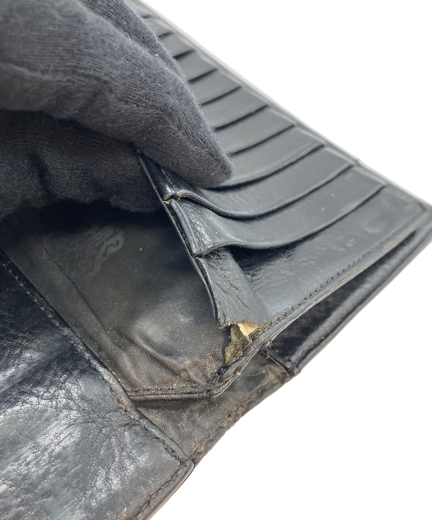 【ジャンク品】CHROME HEARTS レザー長財布 中古・古着通販】CHROME HEARTS (クロムハーツ) 長財布 ブラック