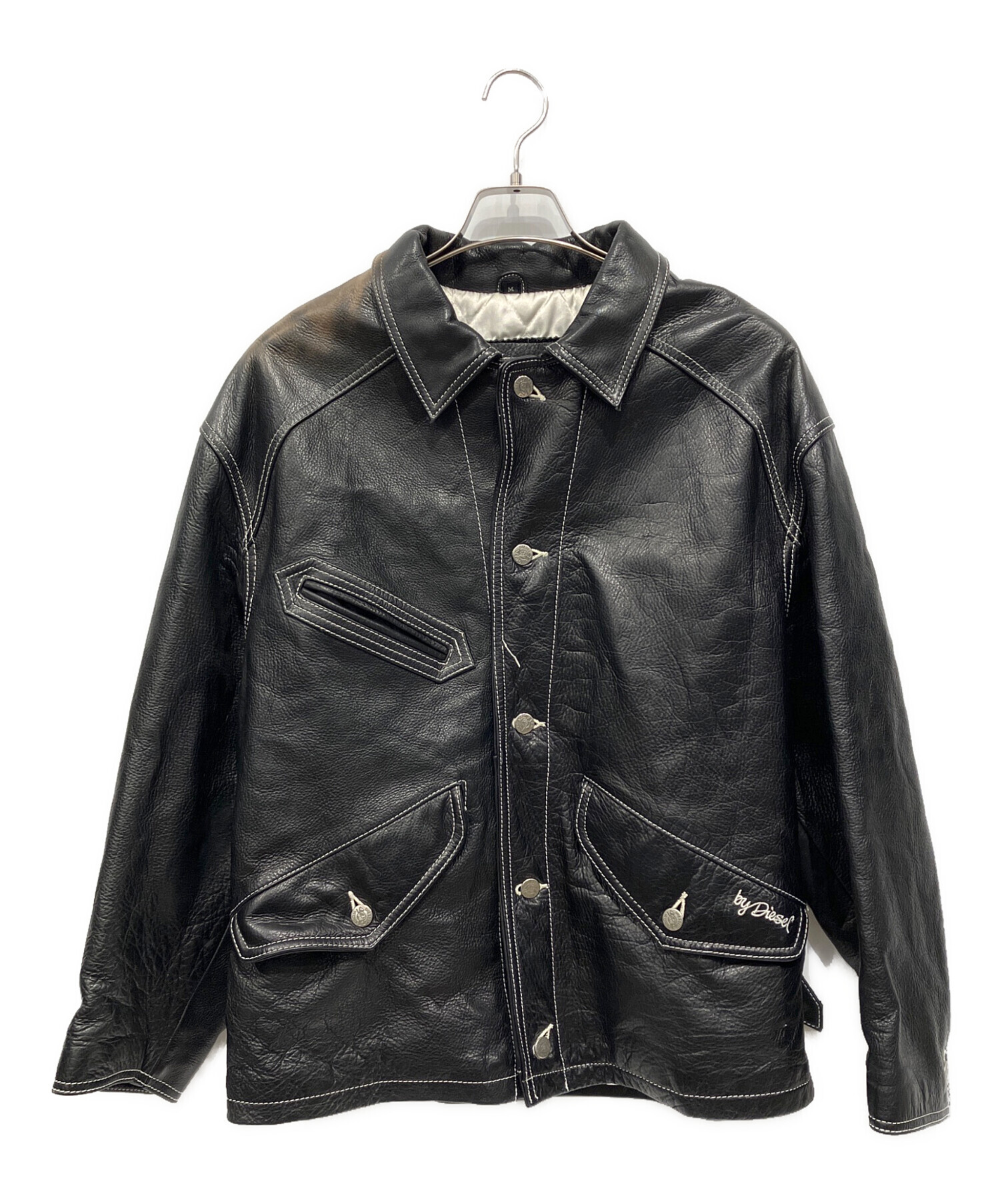 中古・古着通販】DIESEL (ディーゼル) レザージャケット ブラック 