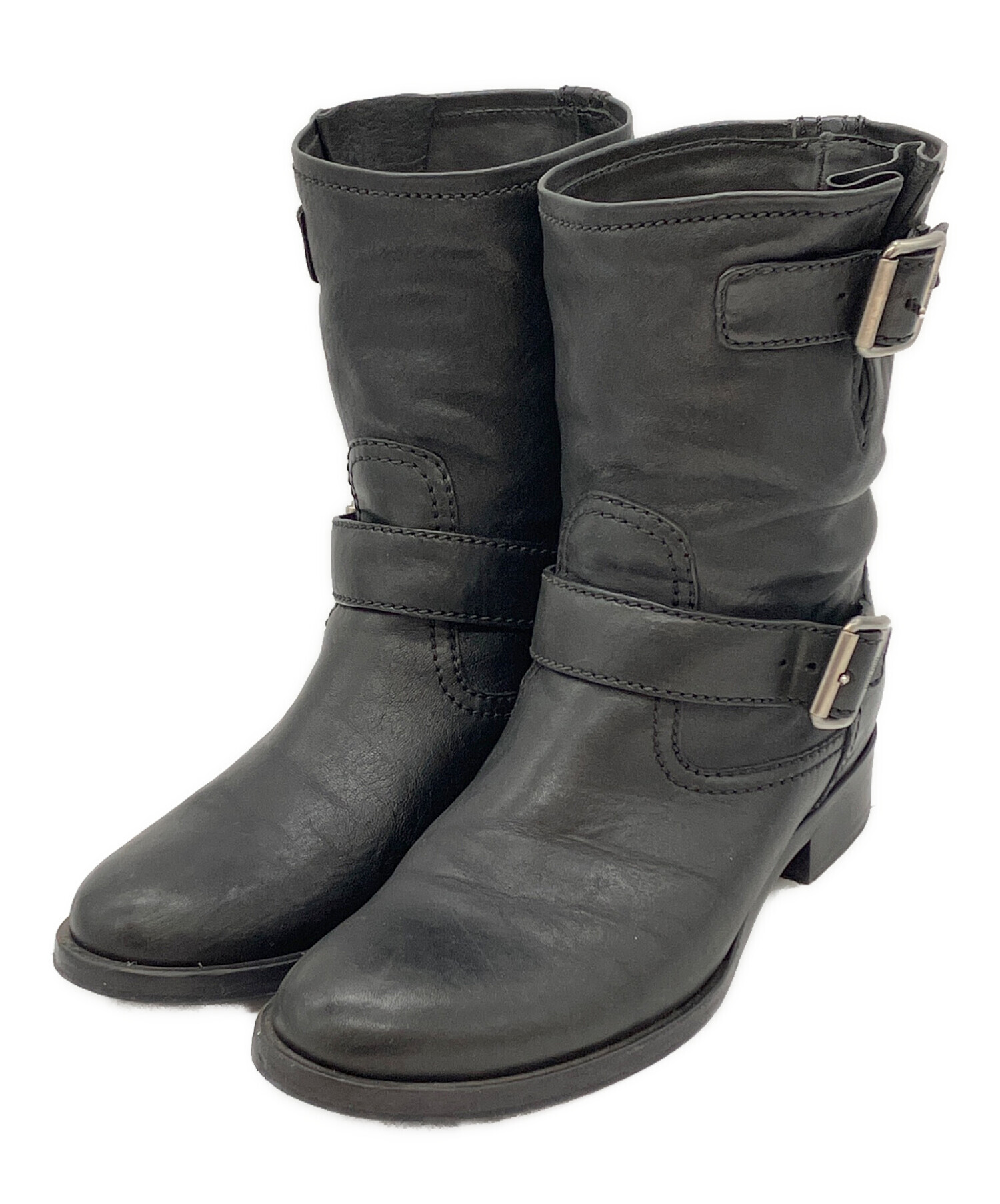 miumiuブラック レザー エンジニアブーツ サイズ35.5 中古・古着通販】MIU MIU (ミュウミュウ) エンジニアレザーブーツ