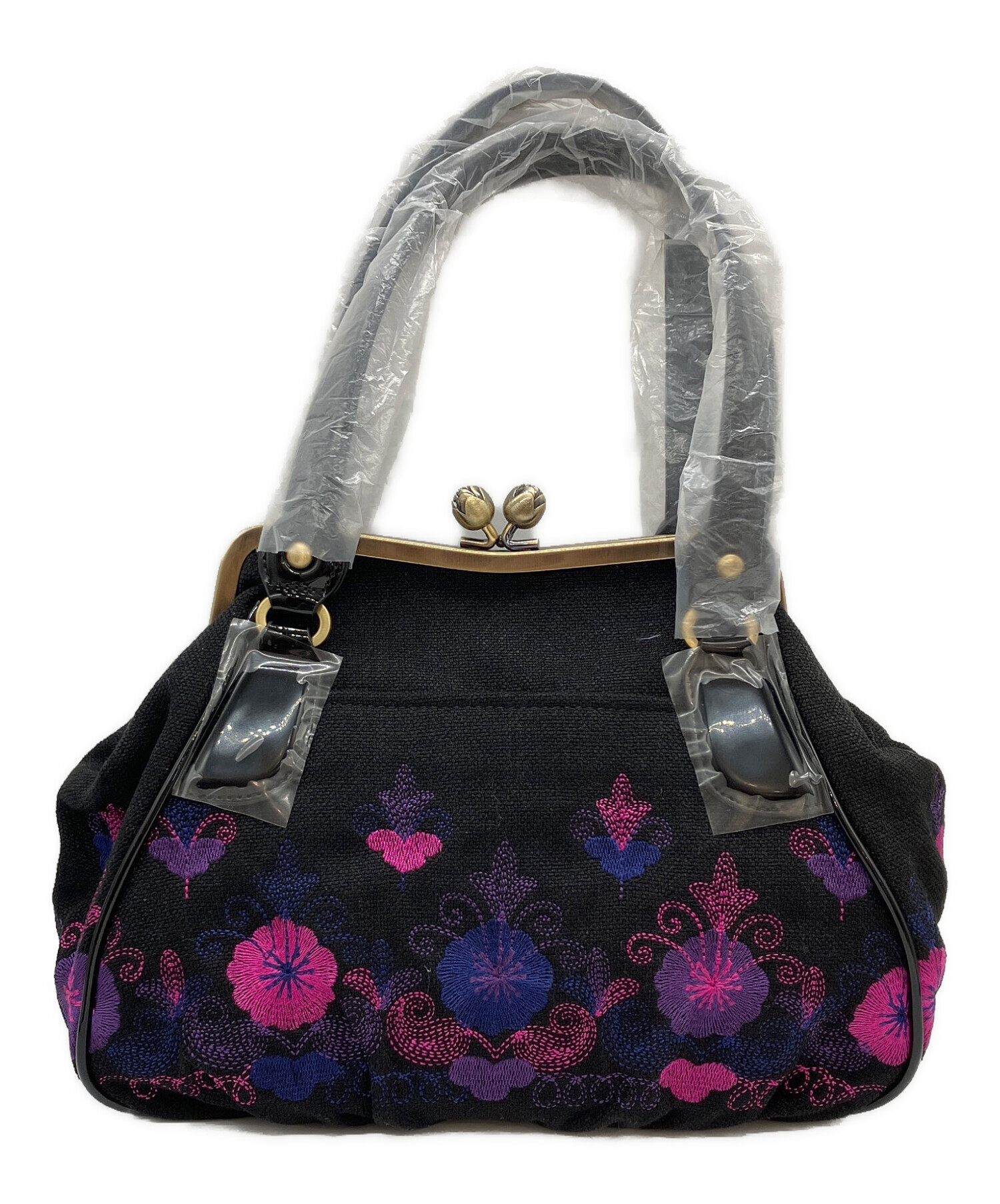 中古・古着通販】ANNA SUI (アナスイ) ハンドバッグ ブラック×パープル 