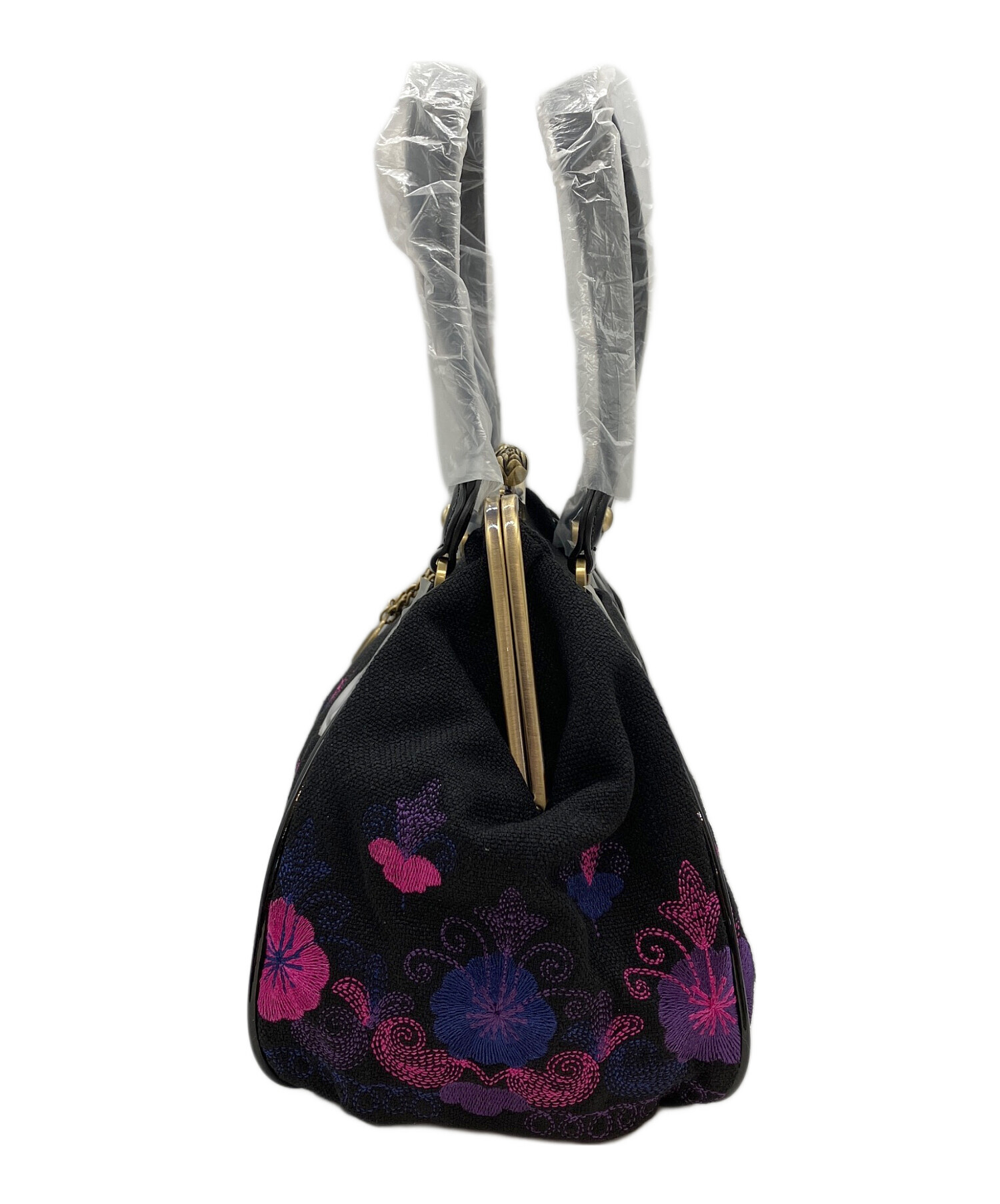 中古・古着通販】ANNA SUI (アナスイ) ハンドバッグ ブラック×パープル 