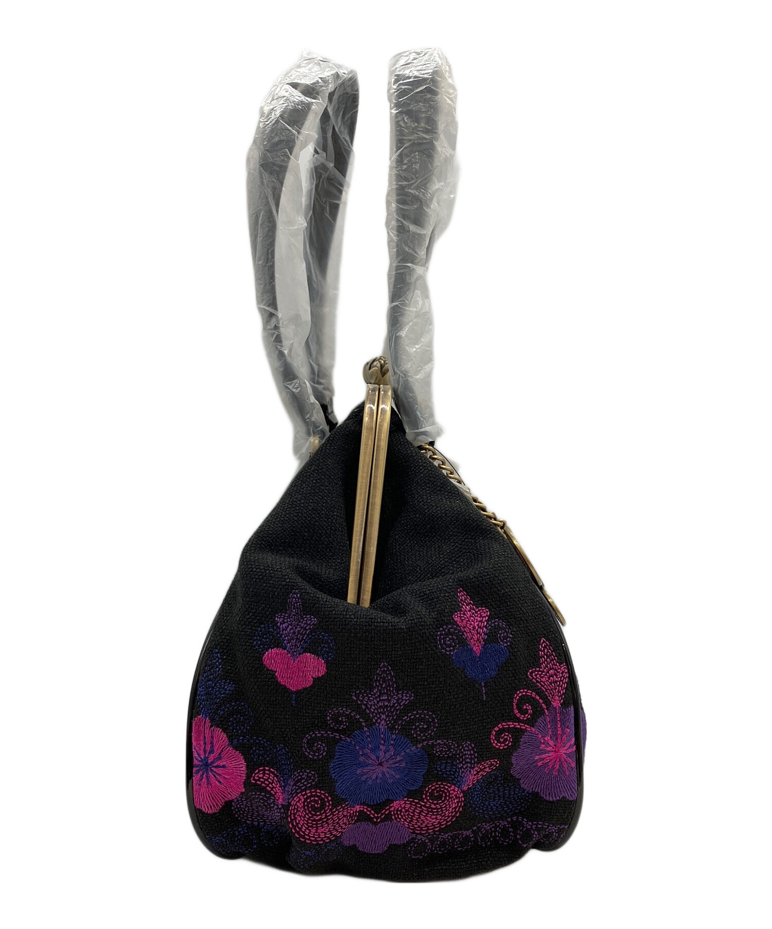 中古・古着通販】ANNA SUI (アナスイ) ハンドバッグ ブラック×パープル 
