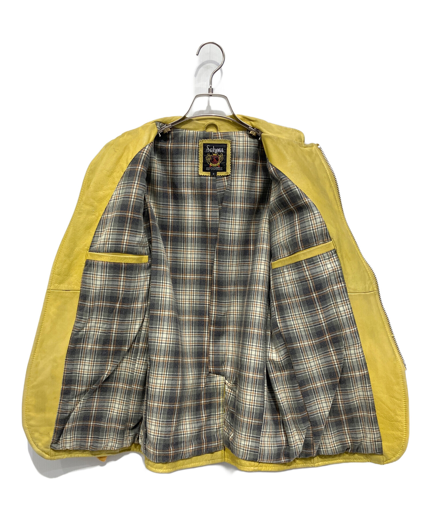 SCHOTT イエローレザーシングルライダースジャケット 40 ジャケット