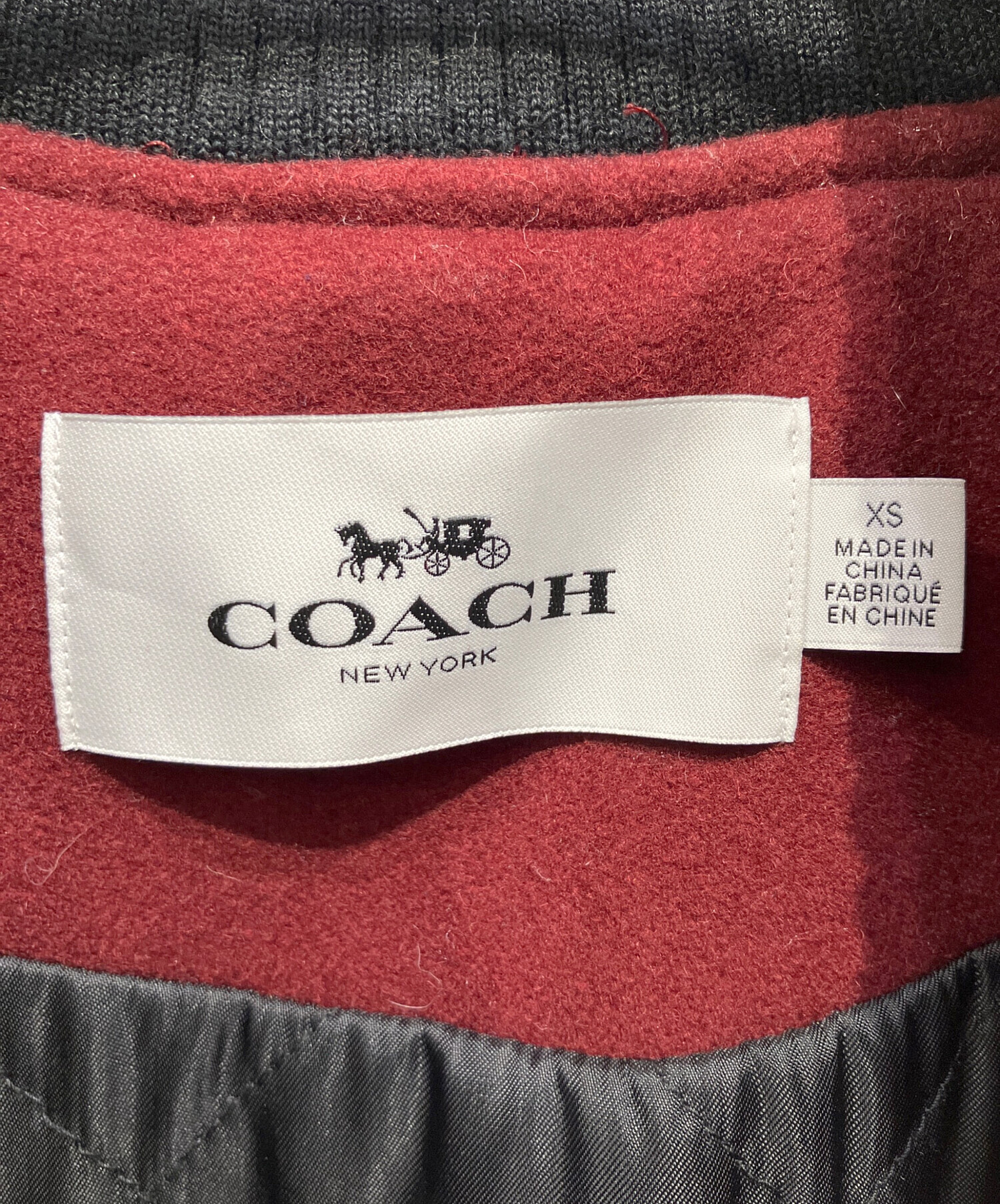 coach スタジャン　赤 中古・古着通販】COACH (コーチ) レザー切替スタジャン ボルドー