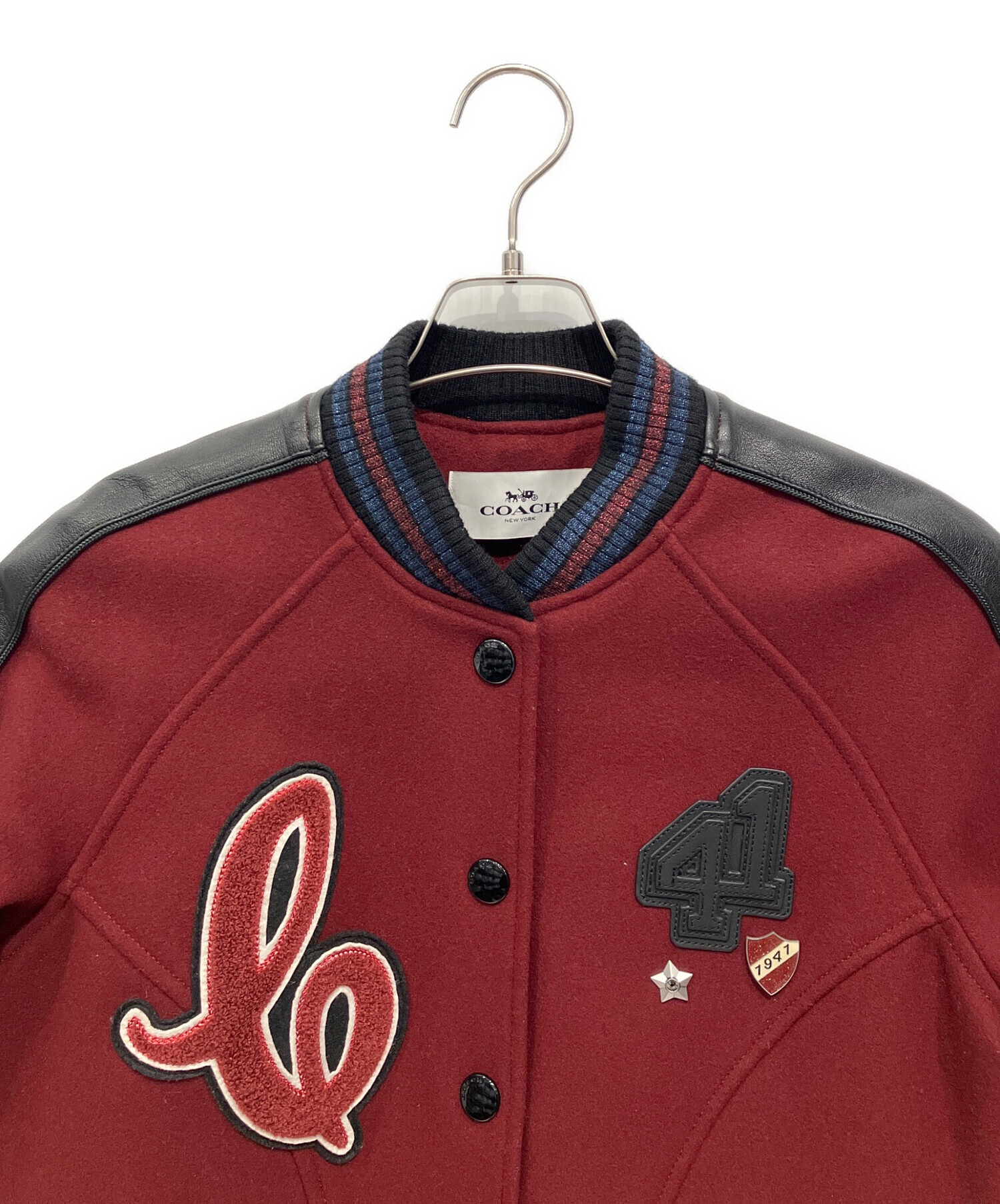 中古・古着通販】COACH (コーチ) レザー切替スタジャン ボルドー