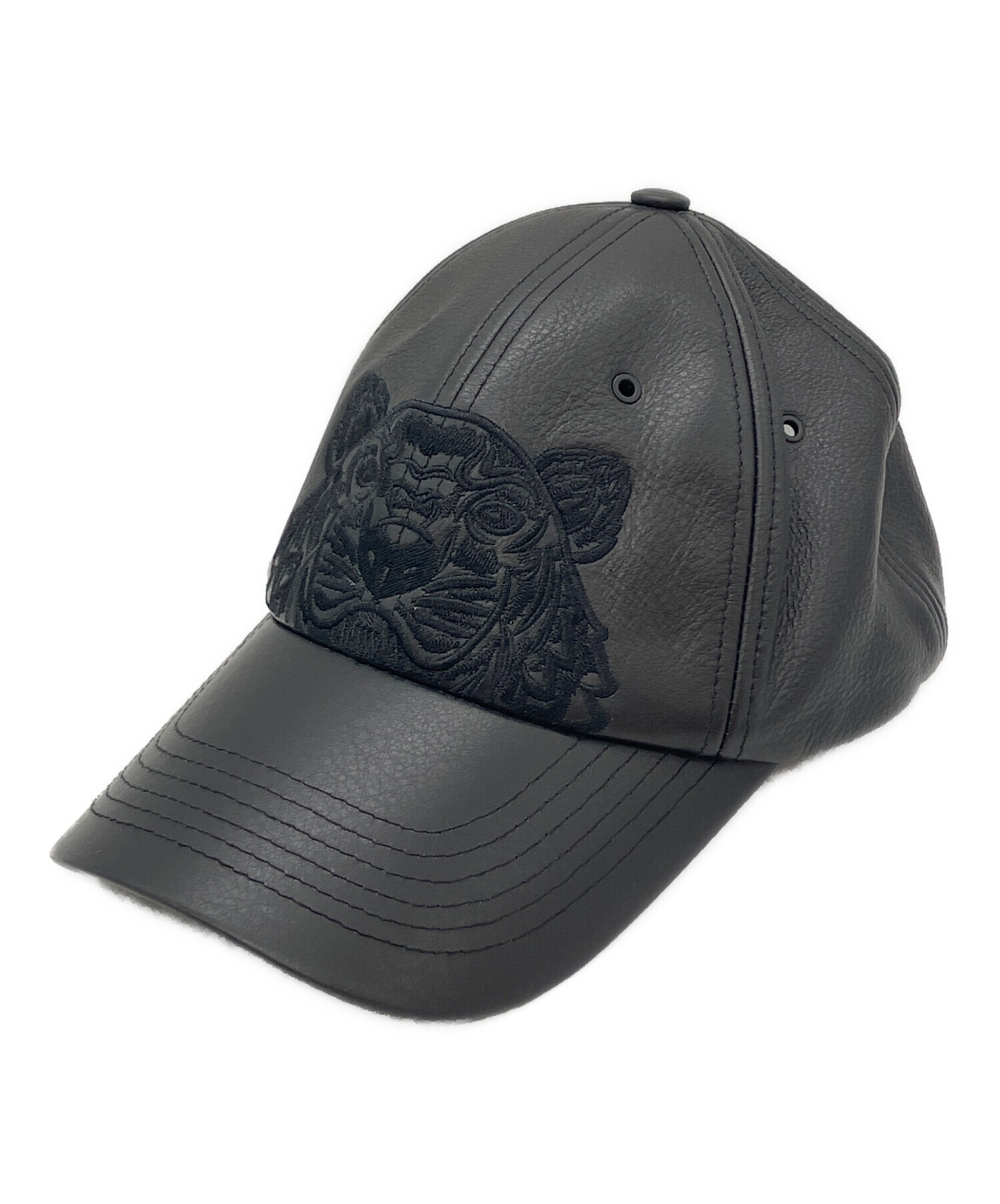 KENZO ブラックレザー キャップ KENZO◇タイガーキャップ/--/レザー/BLK/メンズ// : セカンド