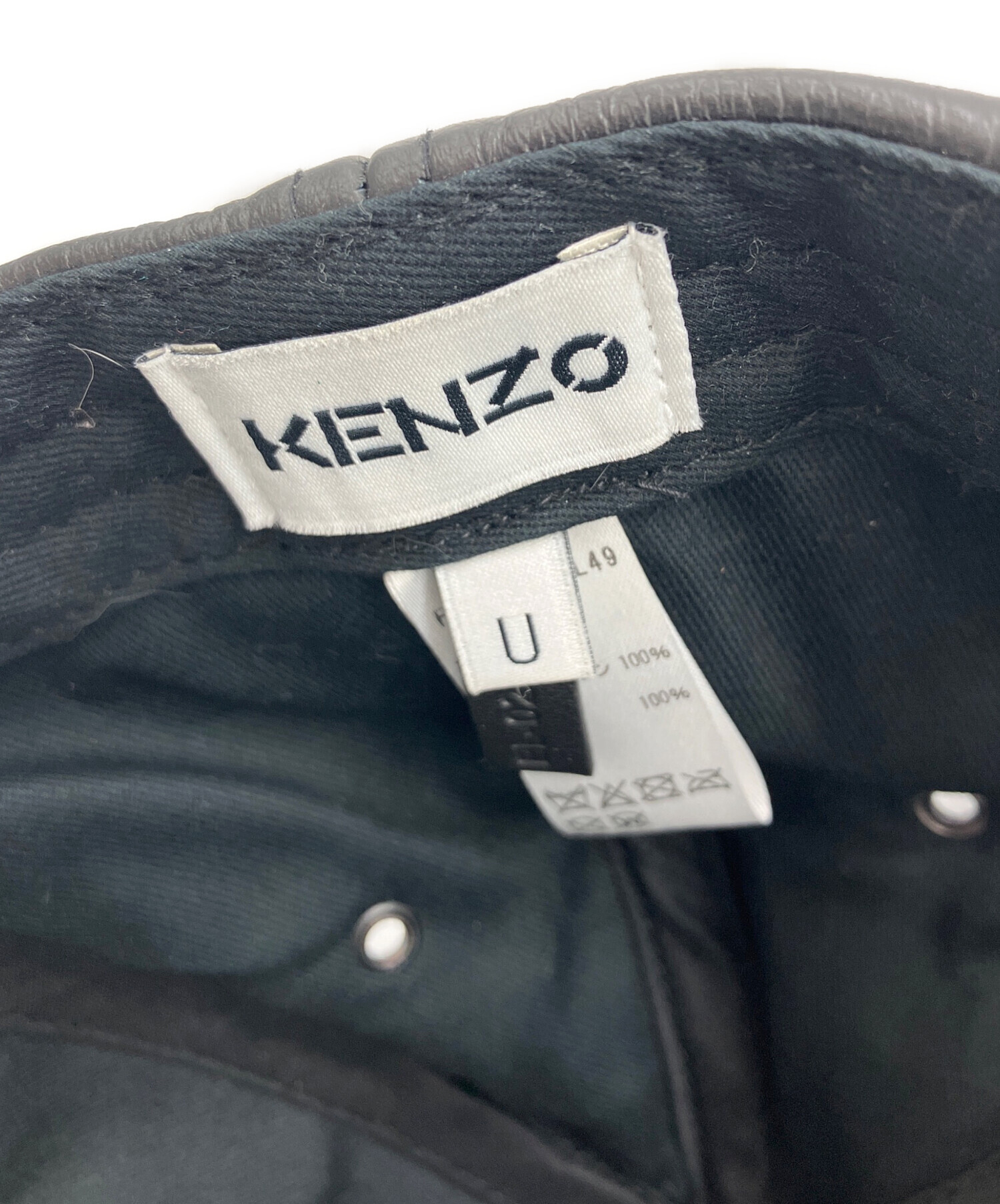 中古・古着通販】KENZO (ケンゾー) レザーキャップ ブラック サイズ