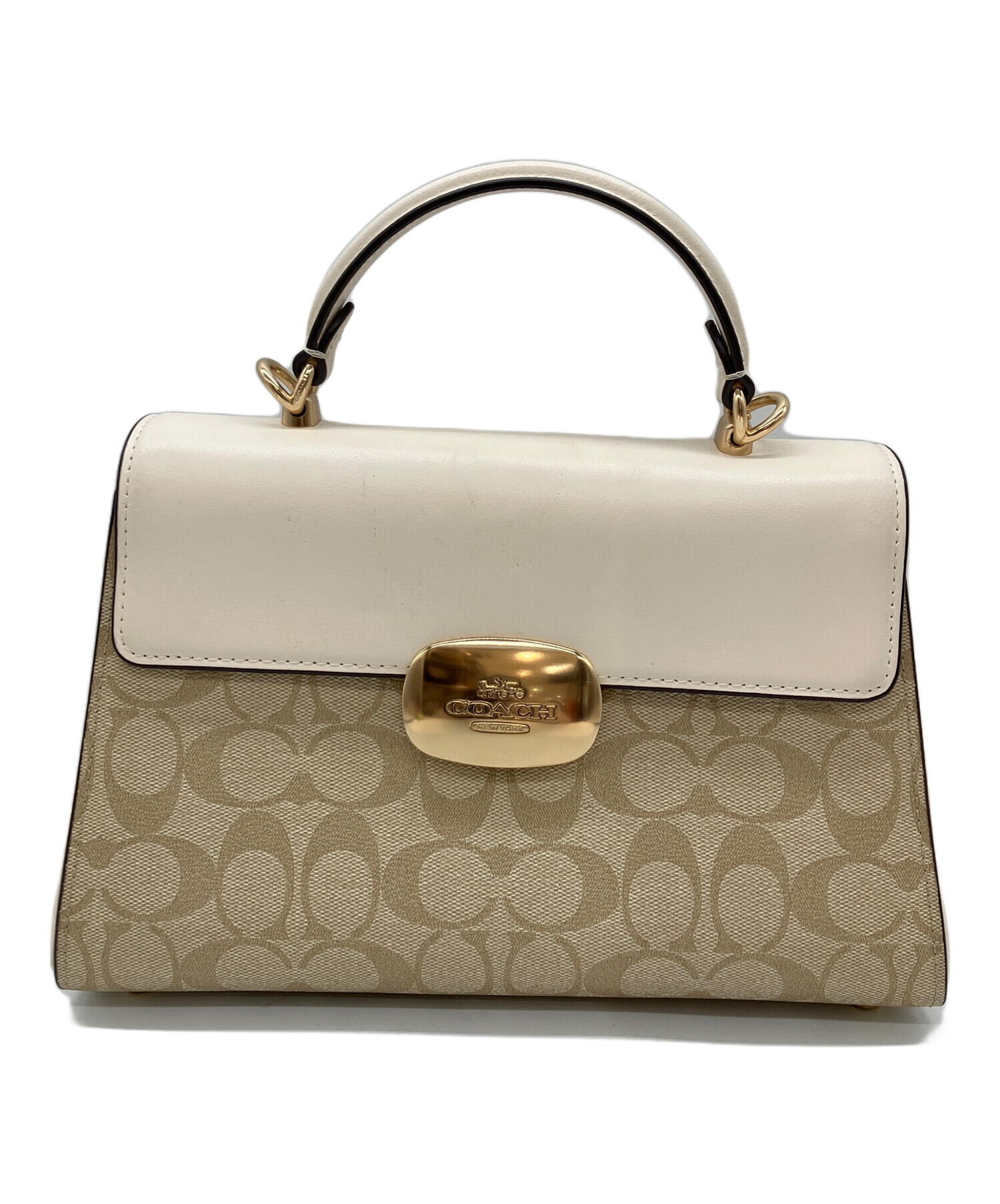 中古・古着通販】COACH (コーチ) ハンドバッグ ベージュ×アイボリー