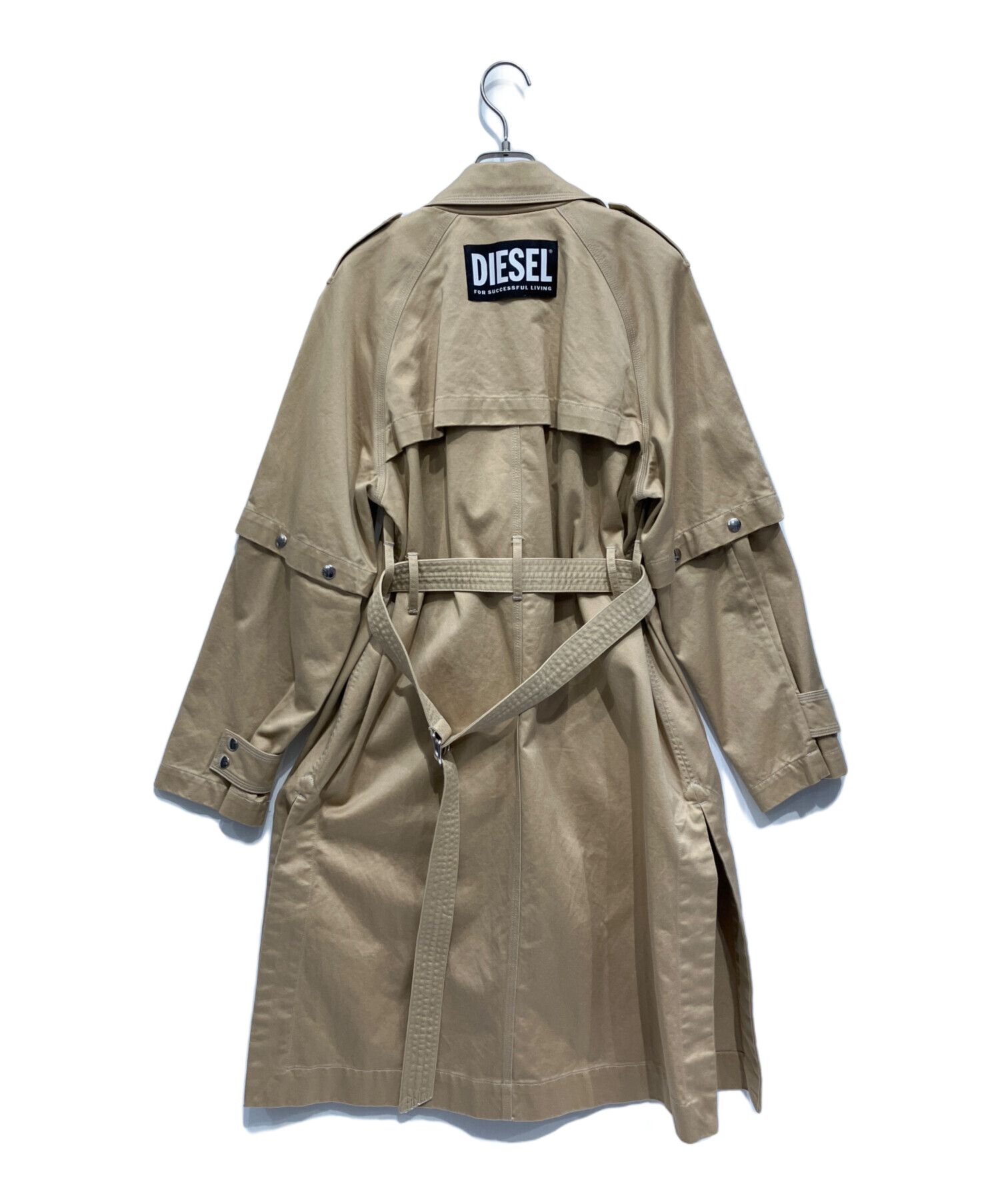 DIESEL ディーゼル フーデッドコート トレンチコート ベルト ベージュ 中古・古着通販】DIESEL (ディーゼル) トレンチコート ベージュ サイズ