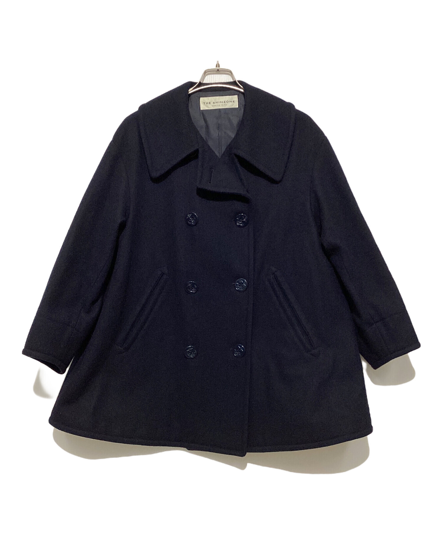 THE SHINZONE ネイビー フレアピーコート 34 中古・古着通販】THE SHINZONE (ザ シンゾーン) フレアピーコート