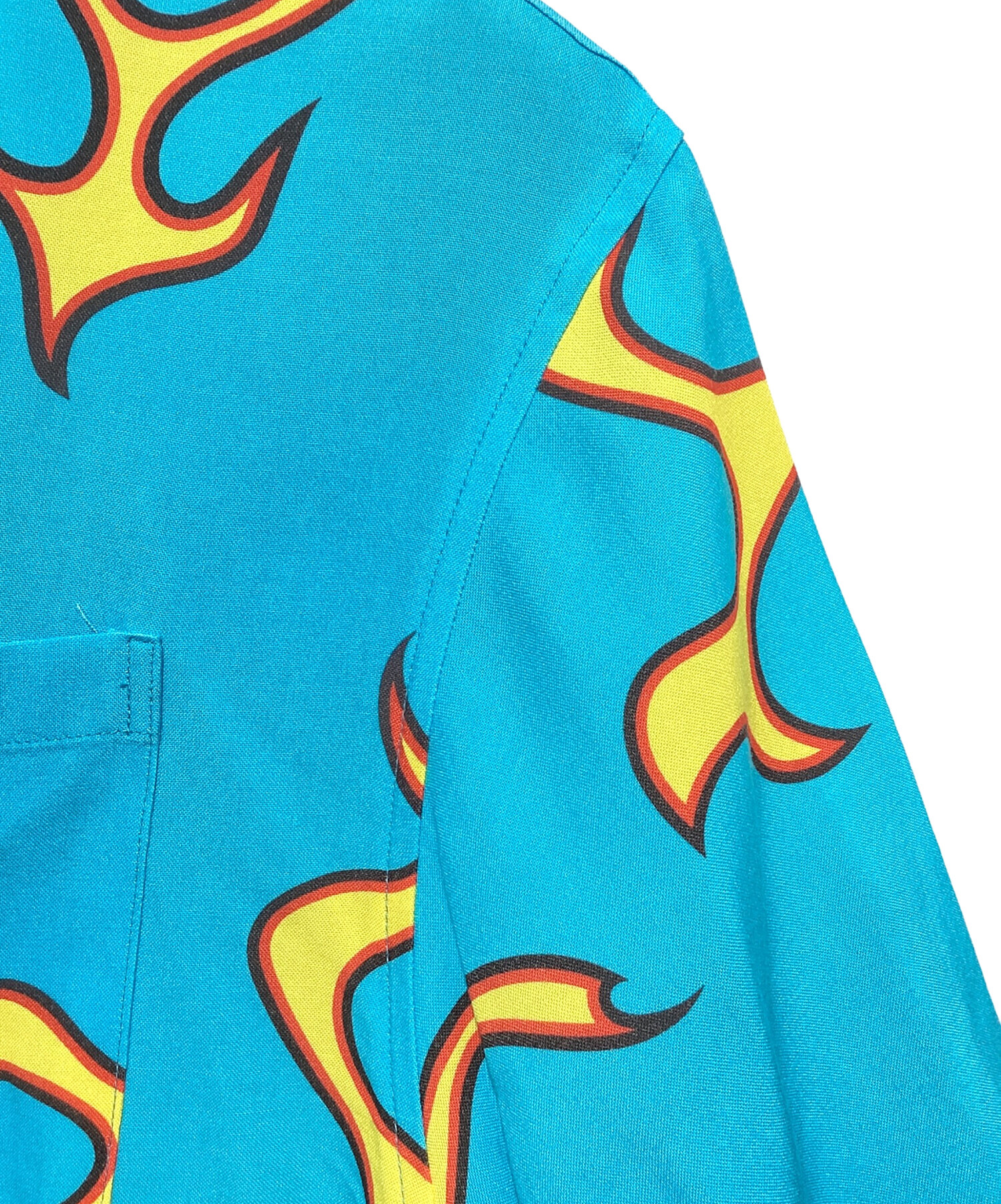 中古・古着通販】GOLF WANG (ゴルフワン) フレイム柄シャツ ブルー 