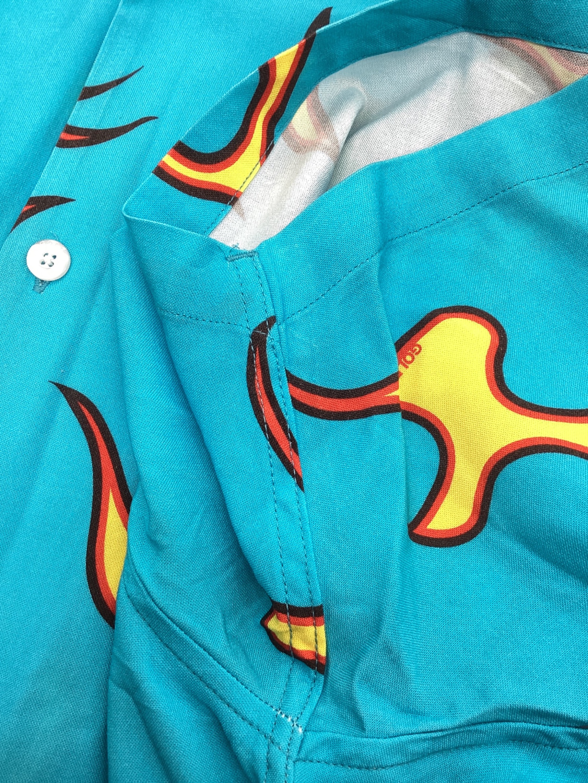 中古・古着通販】GOLF WANG (ゴルフワン) フレイム柄シャツ ブルー 