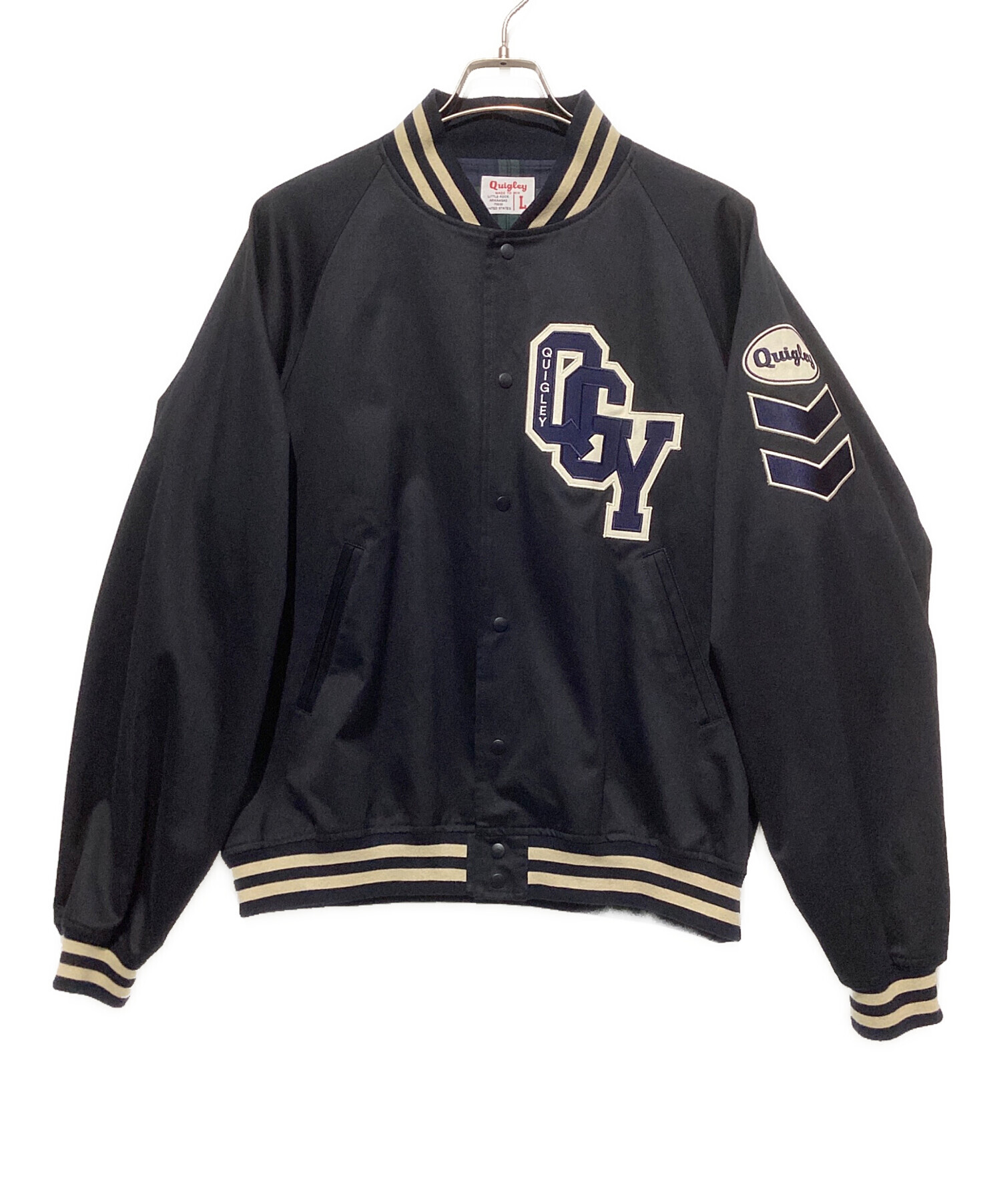 Quigley スタジャン 中古・古着通販】Quigley (キグリー) COTTON VARSITY JACKET ネイビー