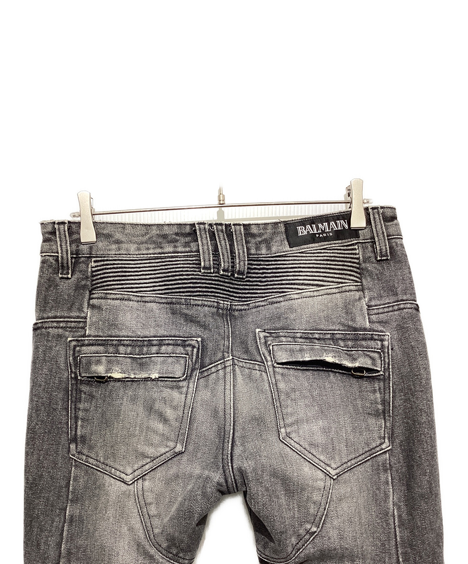 中古・古着通販】BALMAIN (バルマン) バイカーデニムパンツ グレー