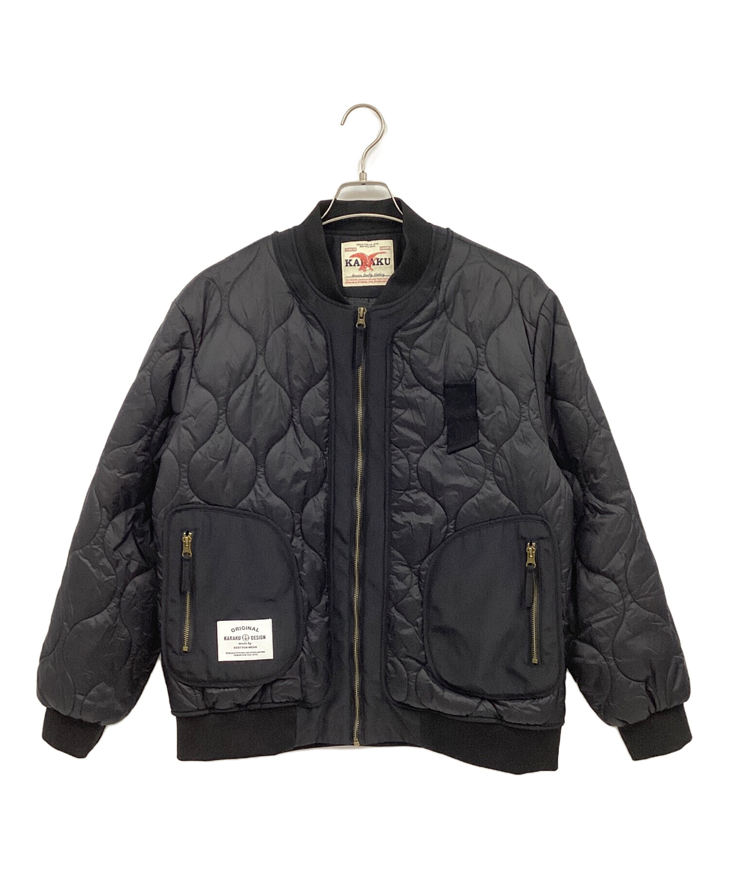 中古・古着通販】karaku (カラク) キルティングブルゾン ブラック 