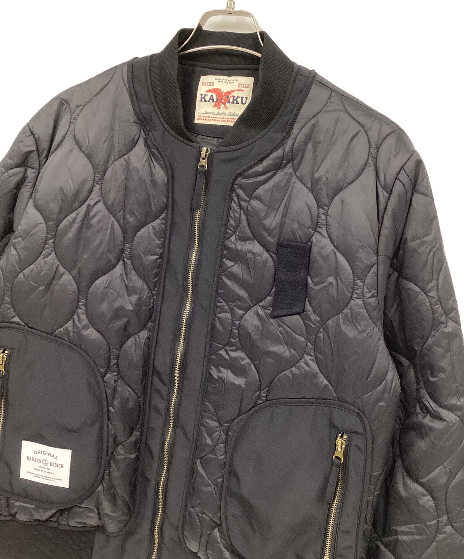 中古・古着通販】karaku (カラク) キルティングブルゾン ブラック 
