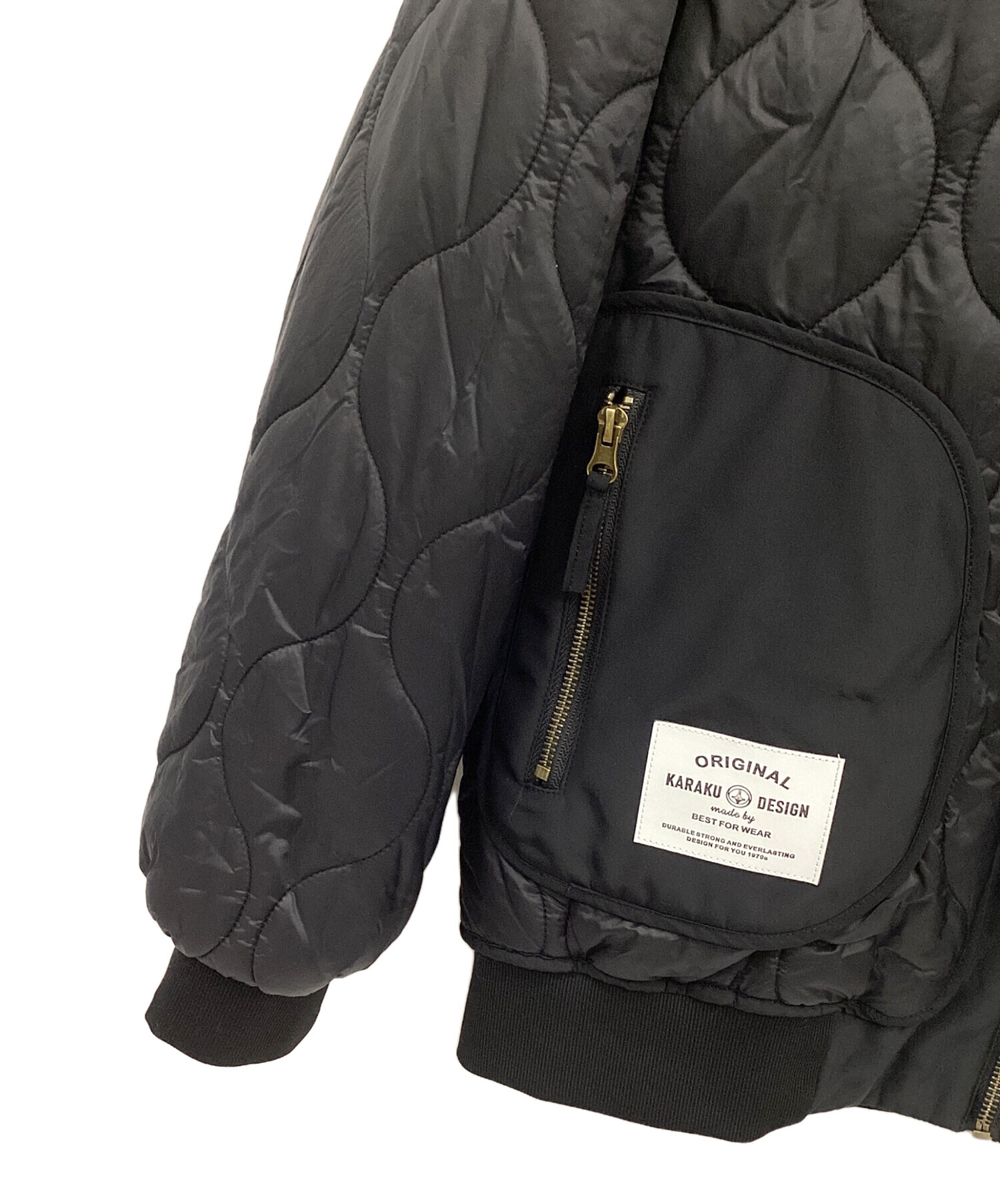 中古・古着通販】karaku (カラク) キルティングブルゾン ブラック 