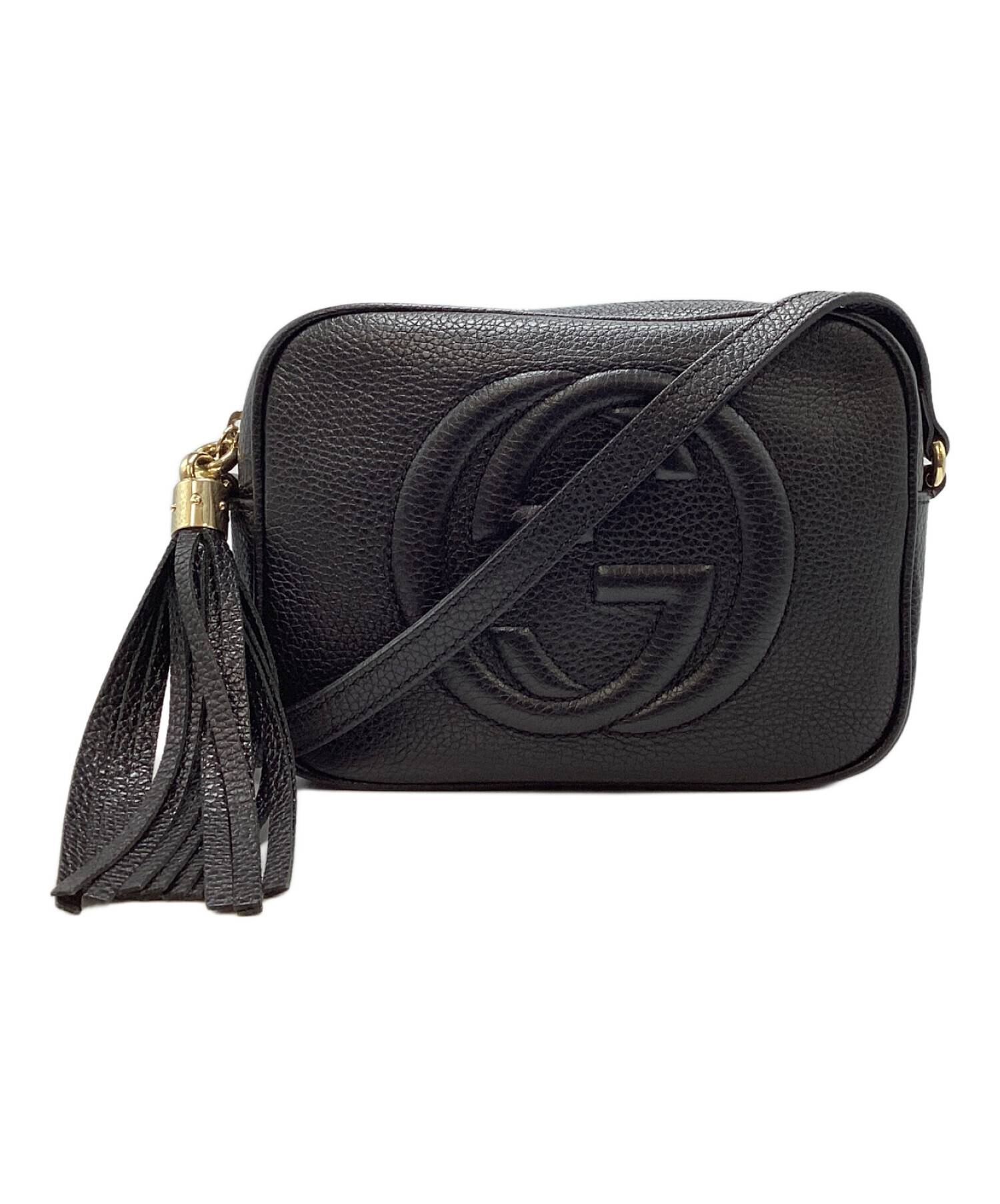GUCCI ブラック ショルダーバッグ 【中古】 中古・古着通販】GUCCI (グッチ) ショルダーバッグ ブラック×ゴールド