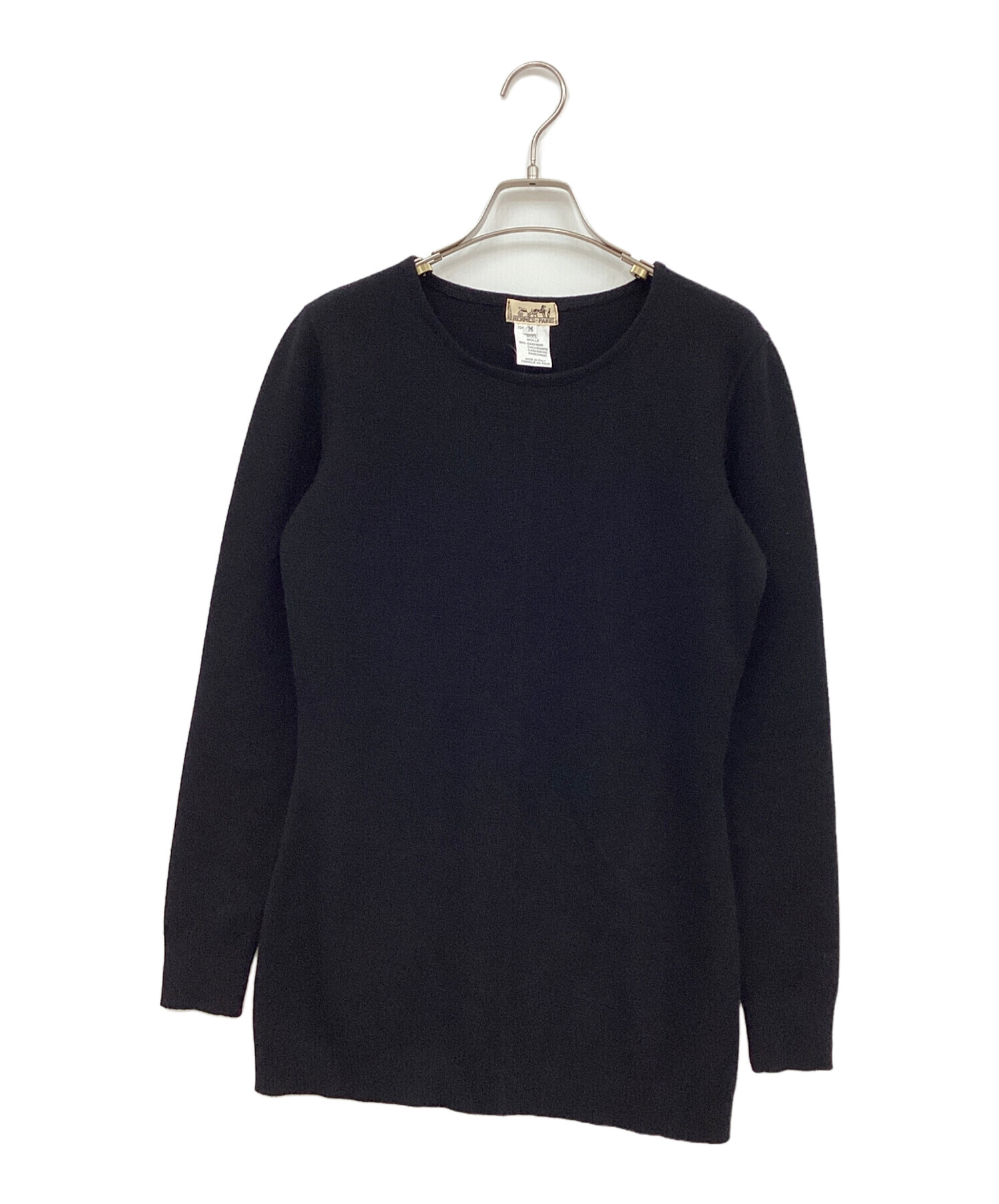 エルメス　HERMES ニット　カットソー　トップス　ブラック　Lサイズ　黒 中古・古着通販】HERMES (エルメス) 長袖ニット ブラック サイズ:M