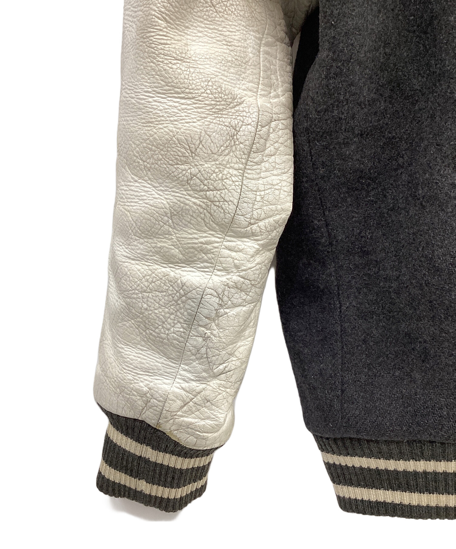 中古・古着通販】SWAGGER (スワッガー) スタジャン グレー×ホワイト