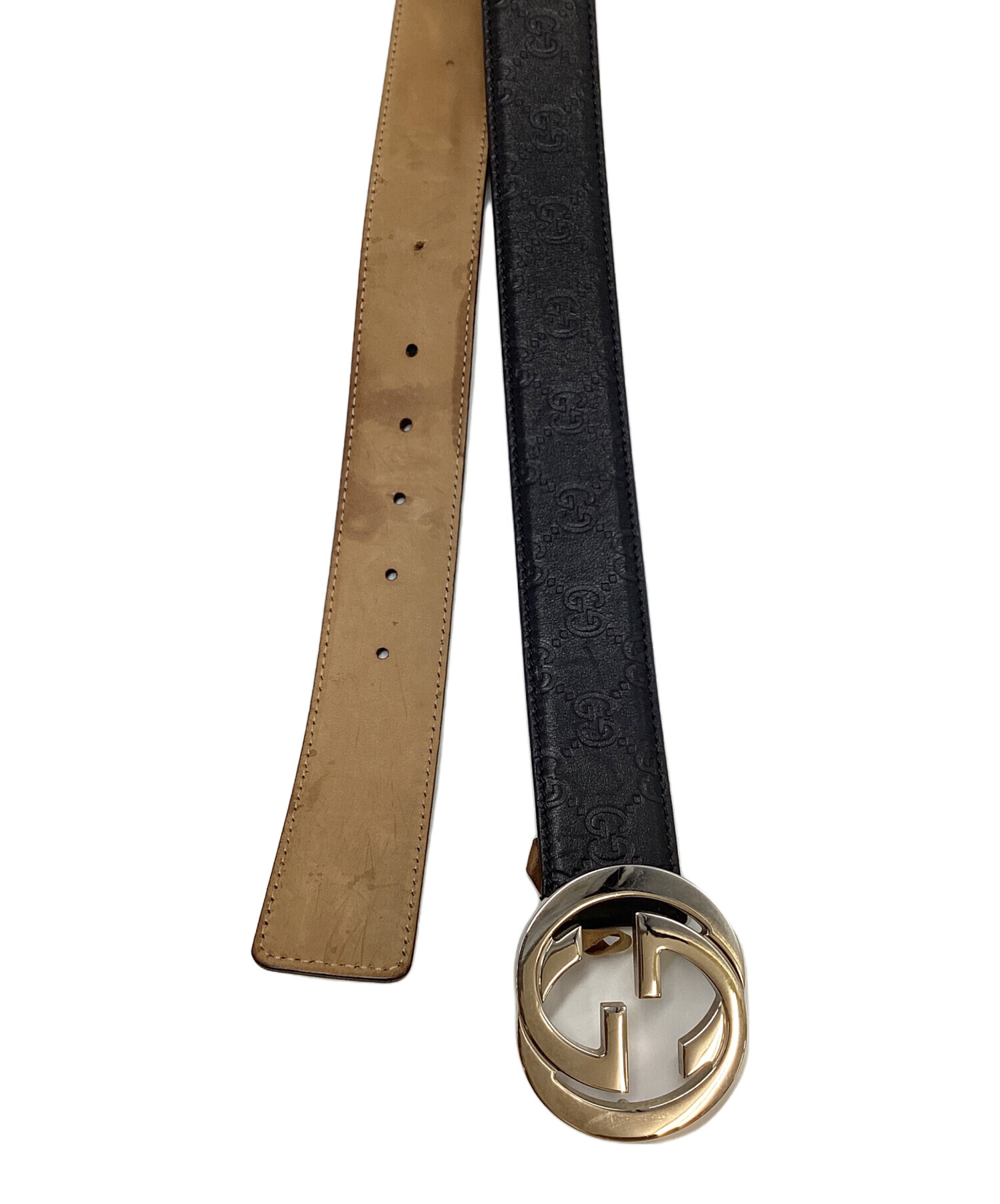 中古・古着通販】GUCCI (グッチ) ダブルGバックルレザーベルト 