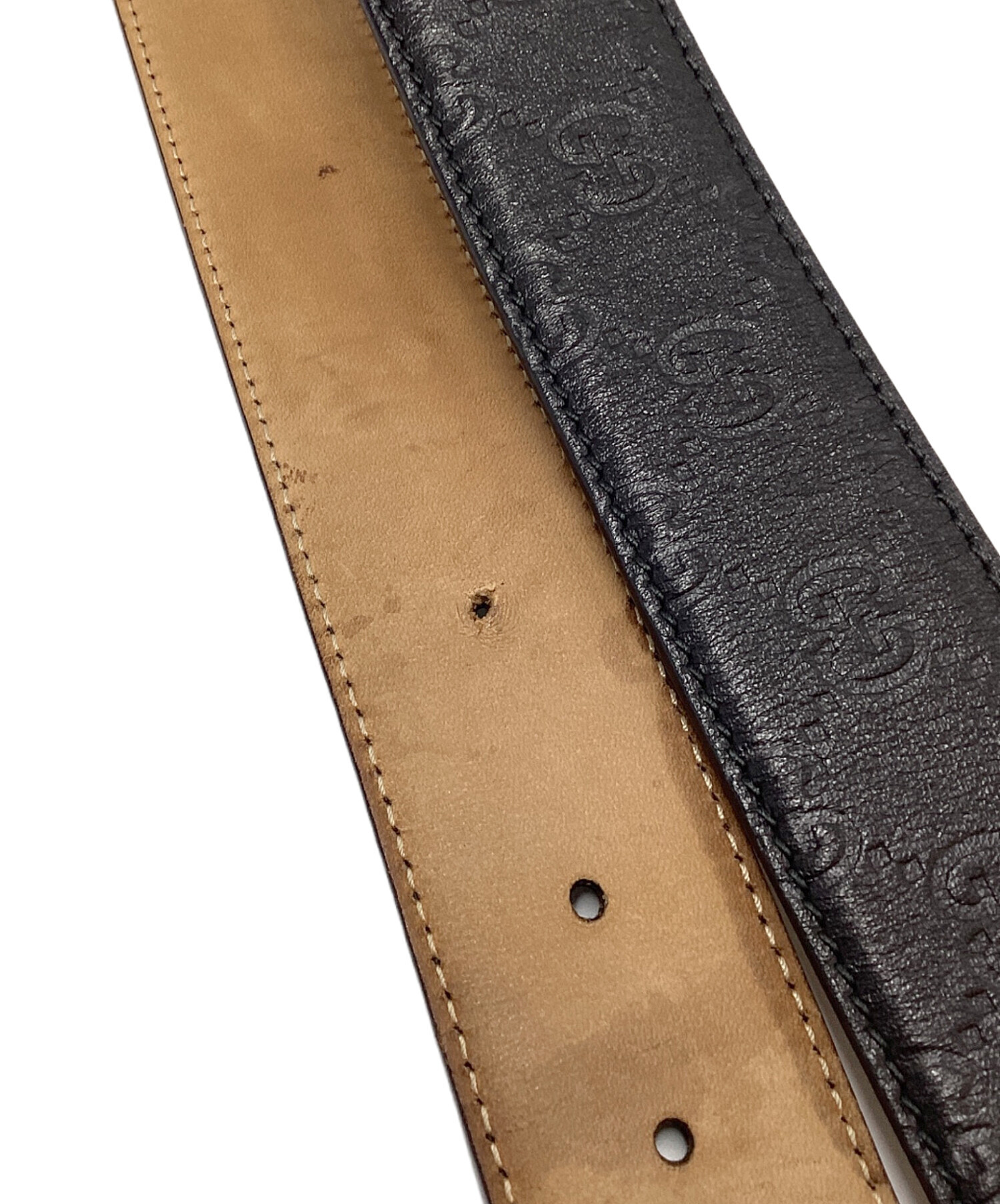 中古・古着通販】GUCCI (グッチ) ダブルGバックルレザーベルト 