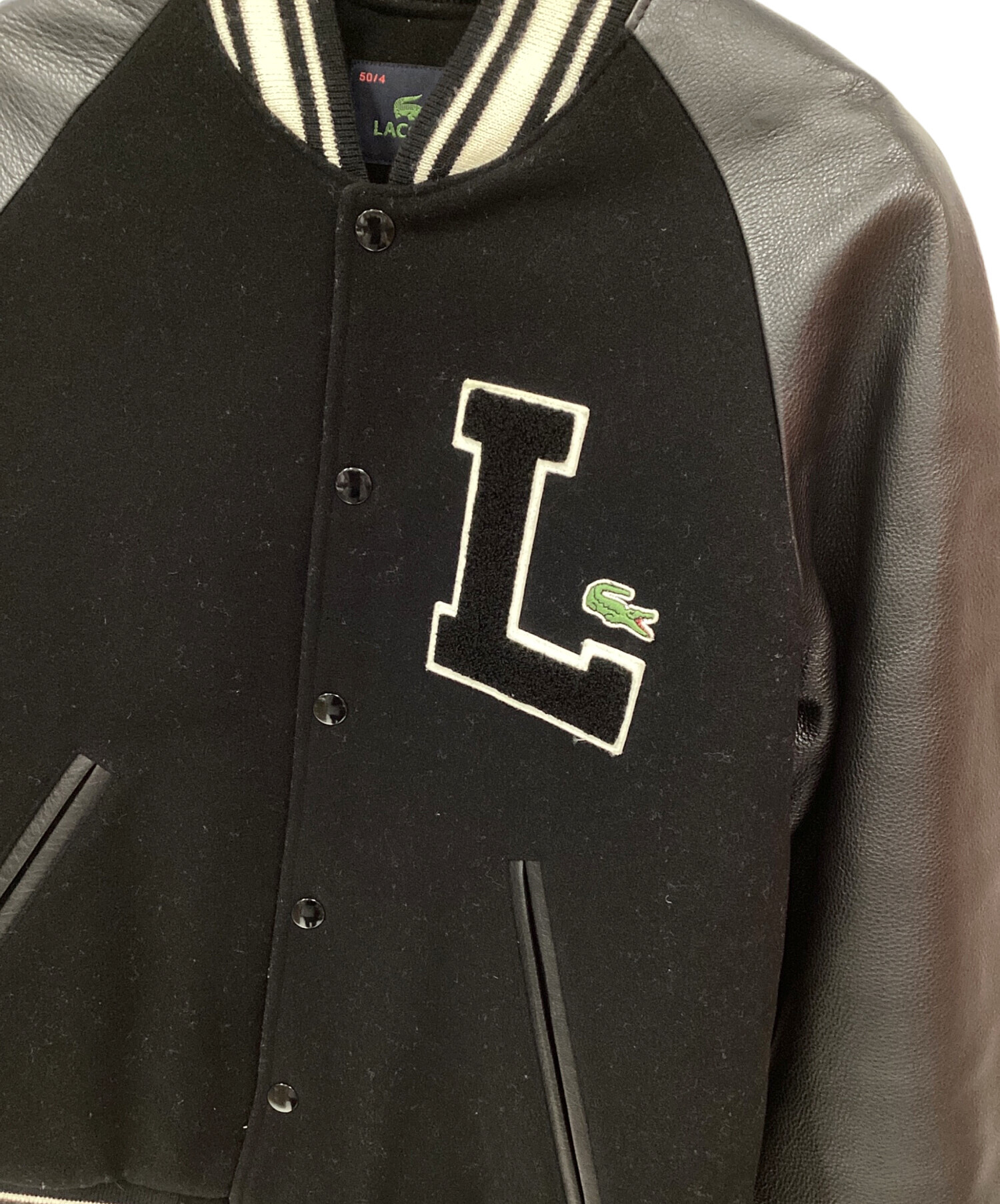 中古・古着通販】LACOSTE (ラコステ) レザー切替スタジャン ブラック