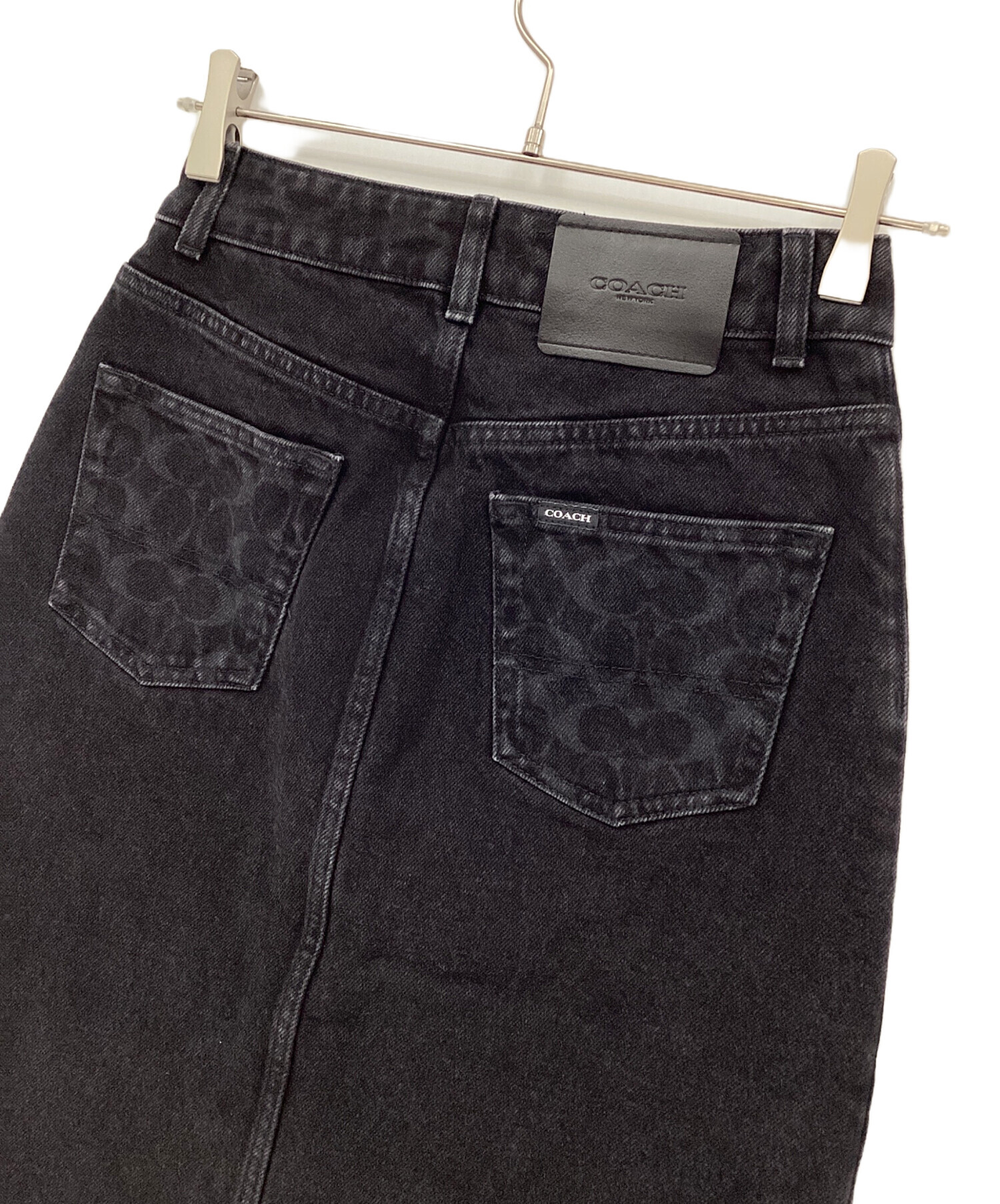 【美品】COACH コーチ　シグネチャー　デニムスカート　ブラック S 公式】コーチアウトレット | ブラック シグネチャー デニム スカート