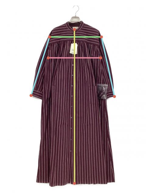 中古・古着通販】khakito (カーキト) 長袖ワンピース ボルドー×グレー