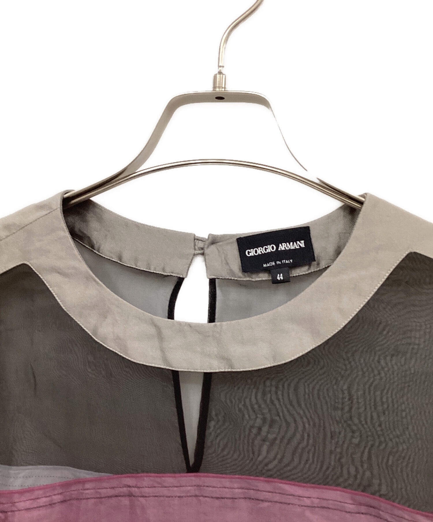 ジョルジオアルマーニ シャツ ブラウス フレンチスリーブ 44 緑 青 黒 中古・古着通販】GIORGIO ARMANI (ジョルジョアルマーニ) 長袖ブラウス