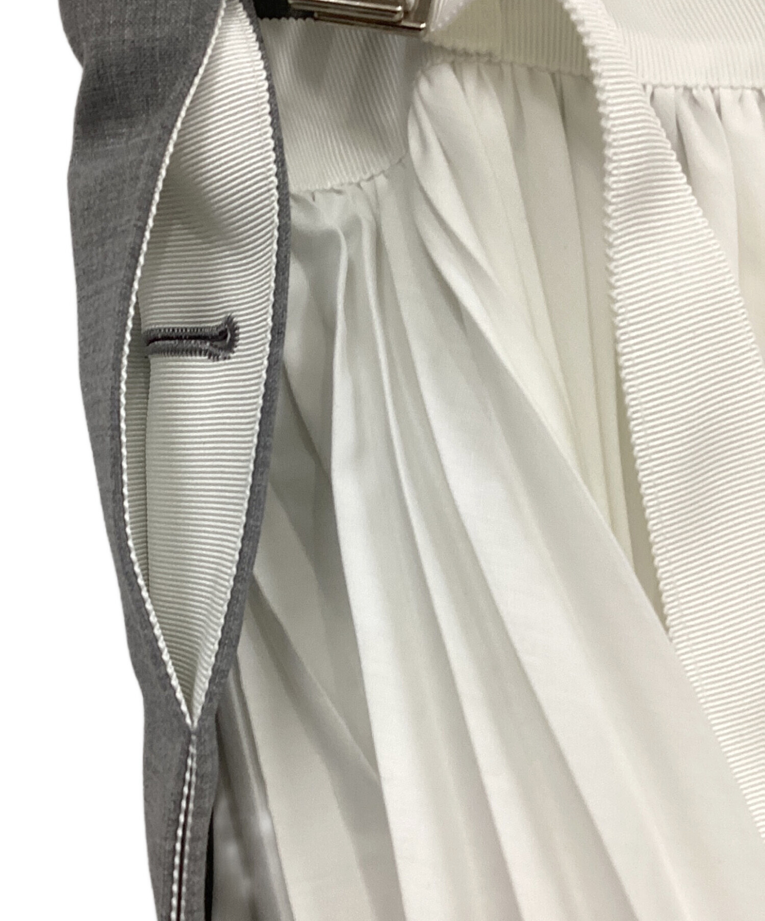中古・古着通販】sacai (サカイ) ドッキングスカート グレー×ホワイト