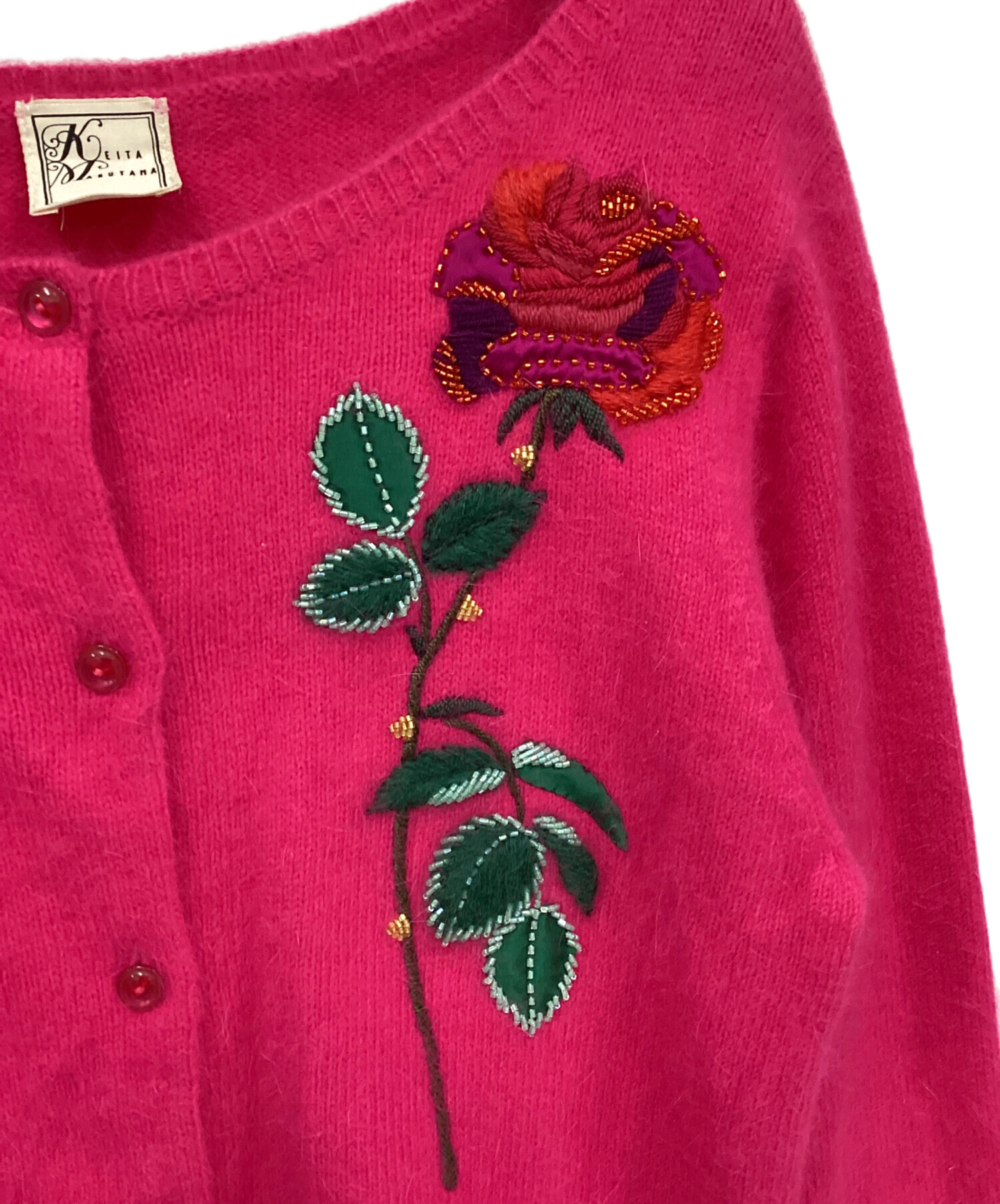 新品・極美品♪ケイタマルヤマ◆バタフライ刺繍カーディガン　蝶々　ピンク　日本製 中古・古着通販】KEITA MARUYAMA (ケイタマルヤマ) 厚手カーディガン