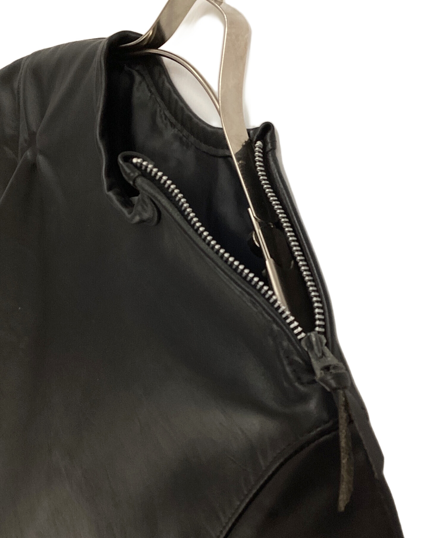 中古・古着通販】Schott (ショット) レザー半袖シャツ ブラック サイズ