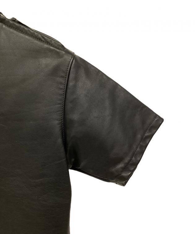 中古・古着通販】Schott (ショット) レザー半袖シャツ ブラック サイズ
