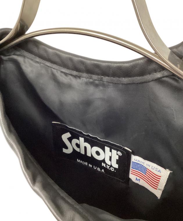 中古・古着通販】Schott (ショット) レザー半袖シャツ ブラック サイズ 
