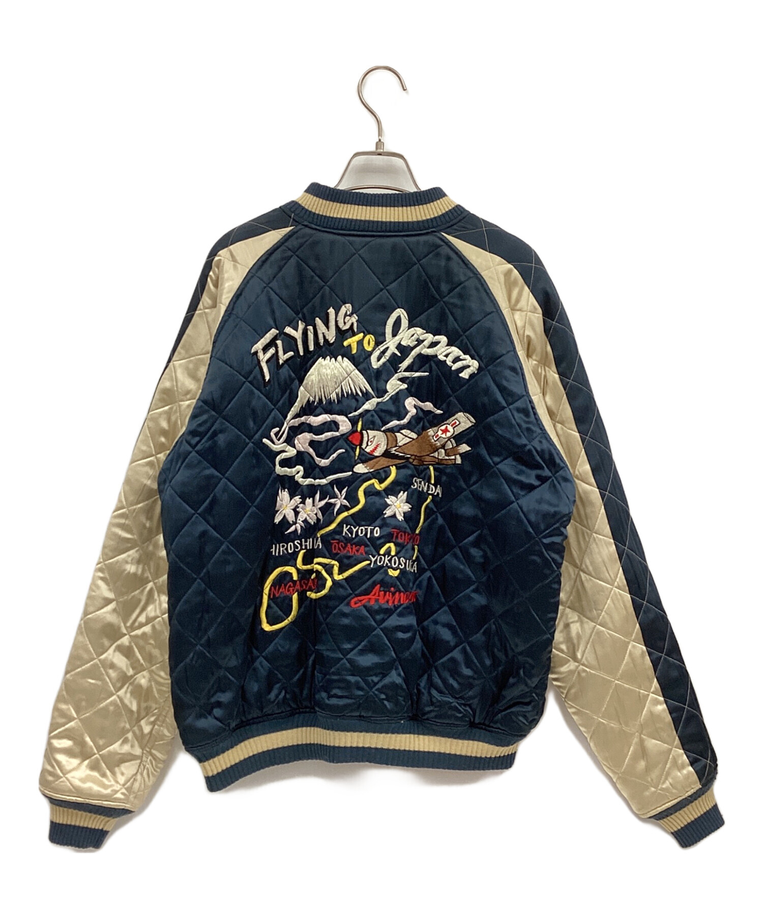 AVIREX スカジャン Mサイズ ネイビー/ゴールド 中古・古着通販】AVIREX (アヴィレックス) スカジャン ブルー×ブラック