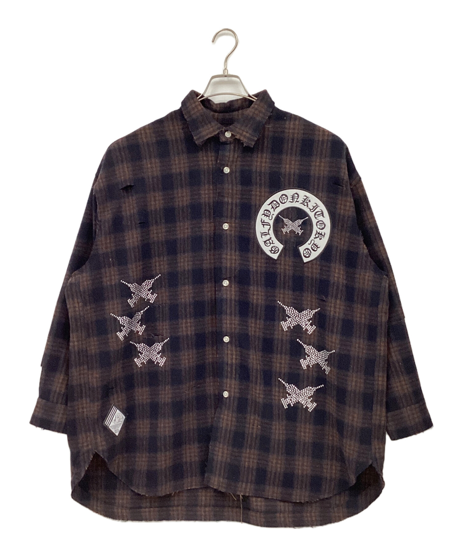 中古・古着通販】GALFY (ガルフィー) 長袖シャツ ブラウン×ブラック 