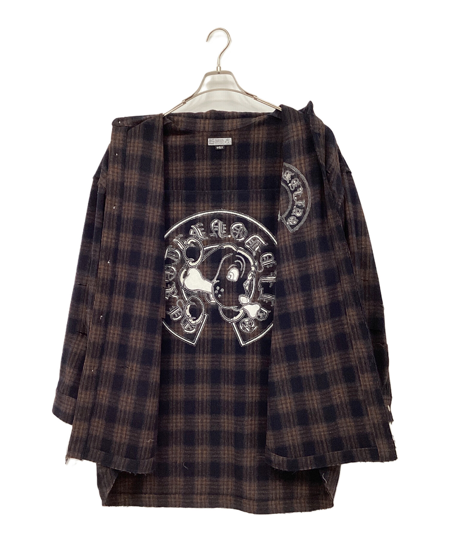 中古・古着通販】GALFY (ガルフィー) 長袖シャツ ブラウン×ブラック 