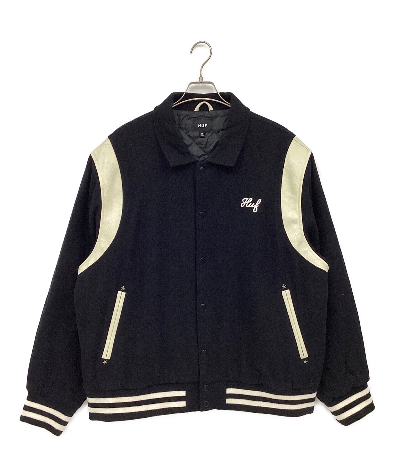 中古・古着通販】HUF (ハフ) スタジャン ブラック×ホワイト サイズ:XL