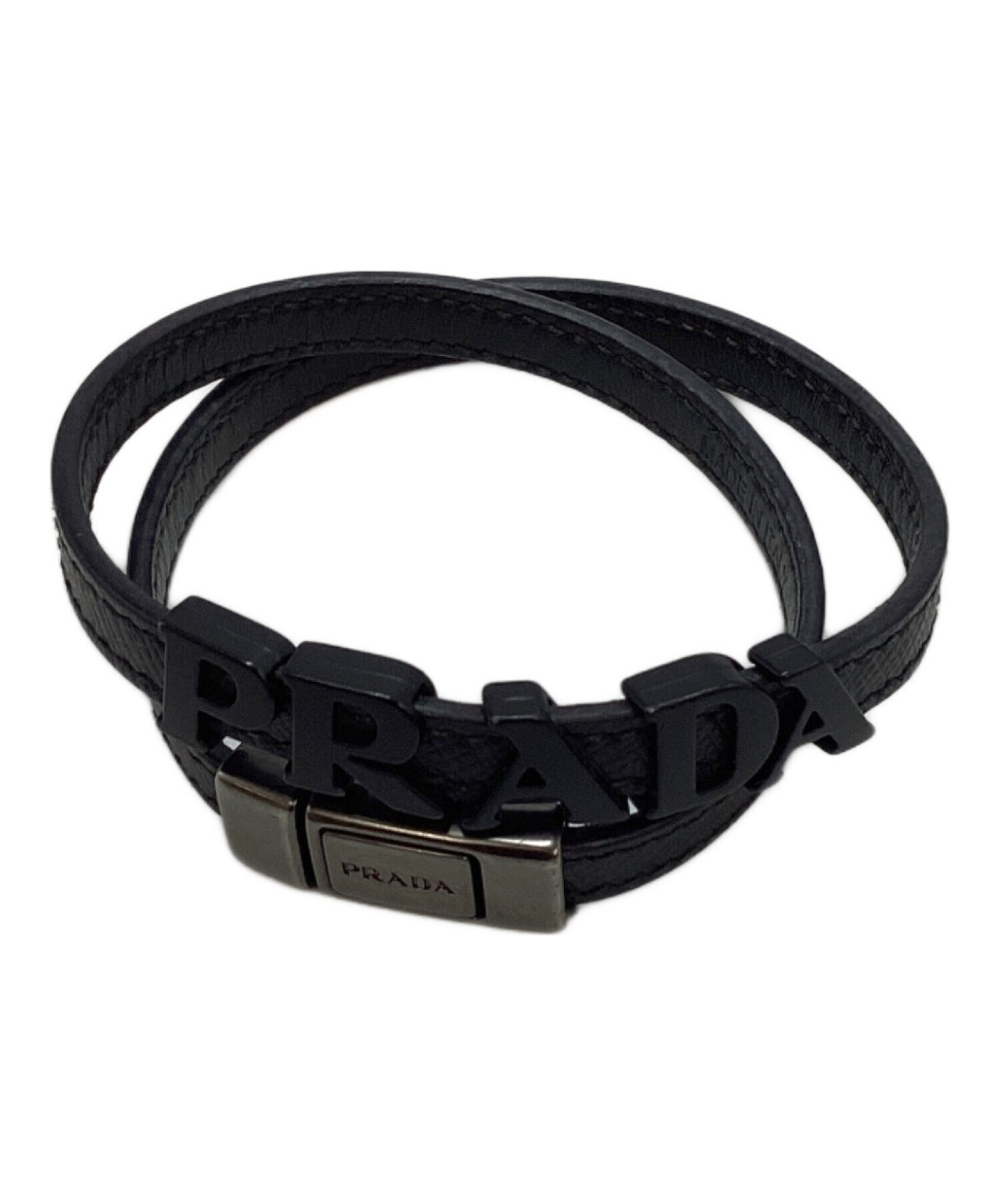 中古・古着通販】PRADA (プラダ) プラダ/ロゴブレスレット ブラック