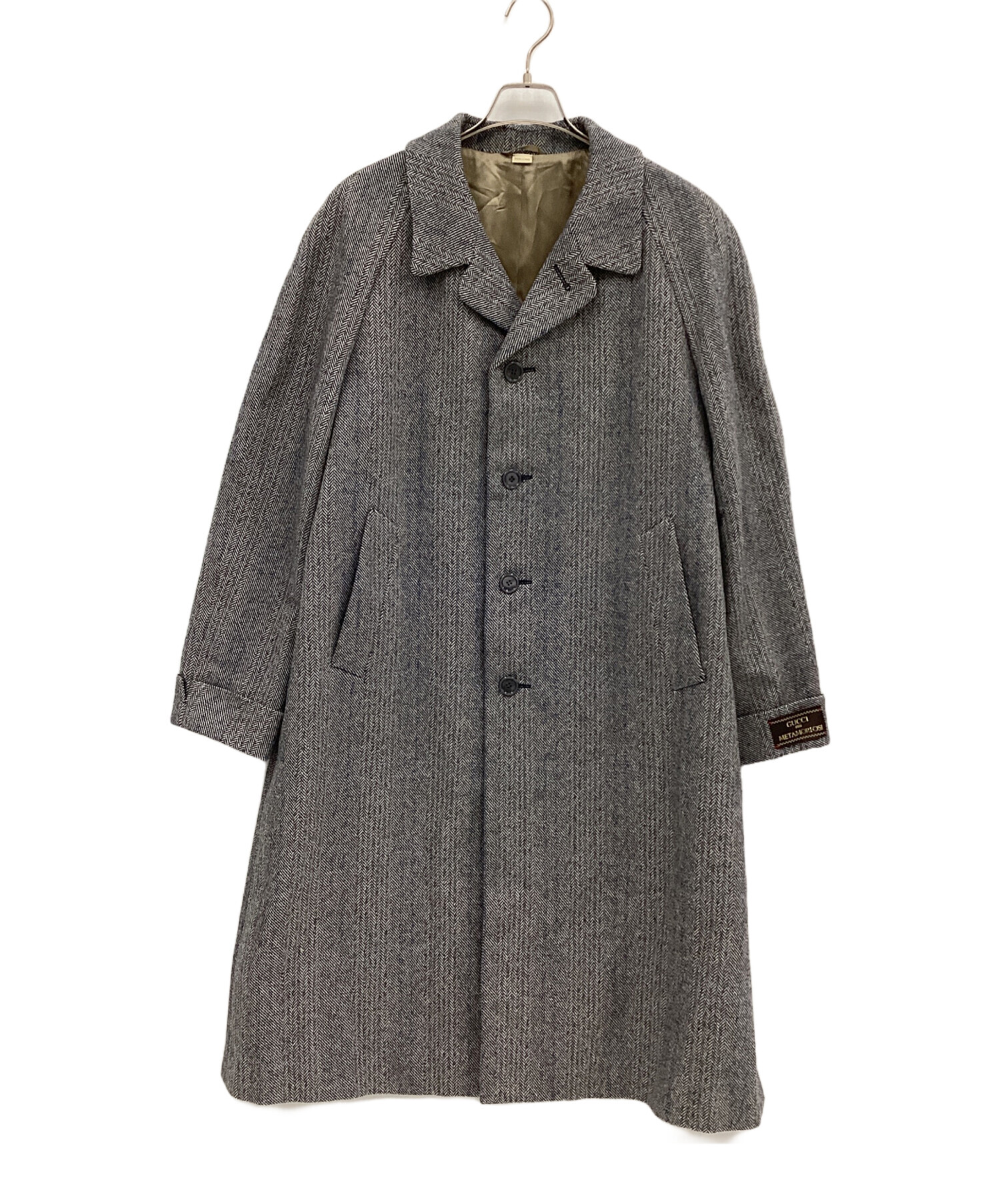 中古・古着通販】GUCCI (グッチ) ロングコート グレー×ホワイト サイズ