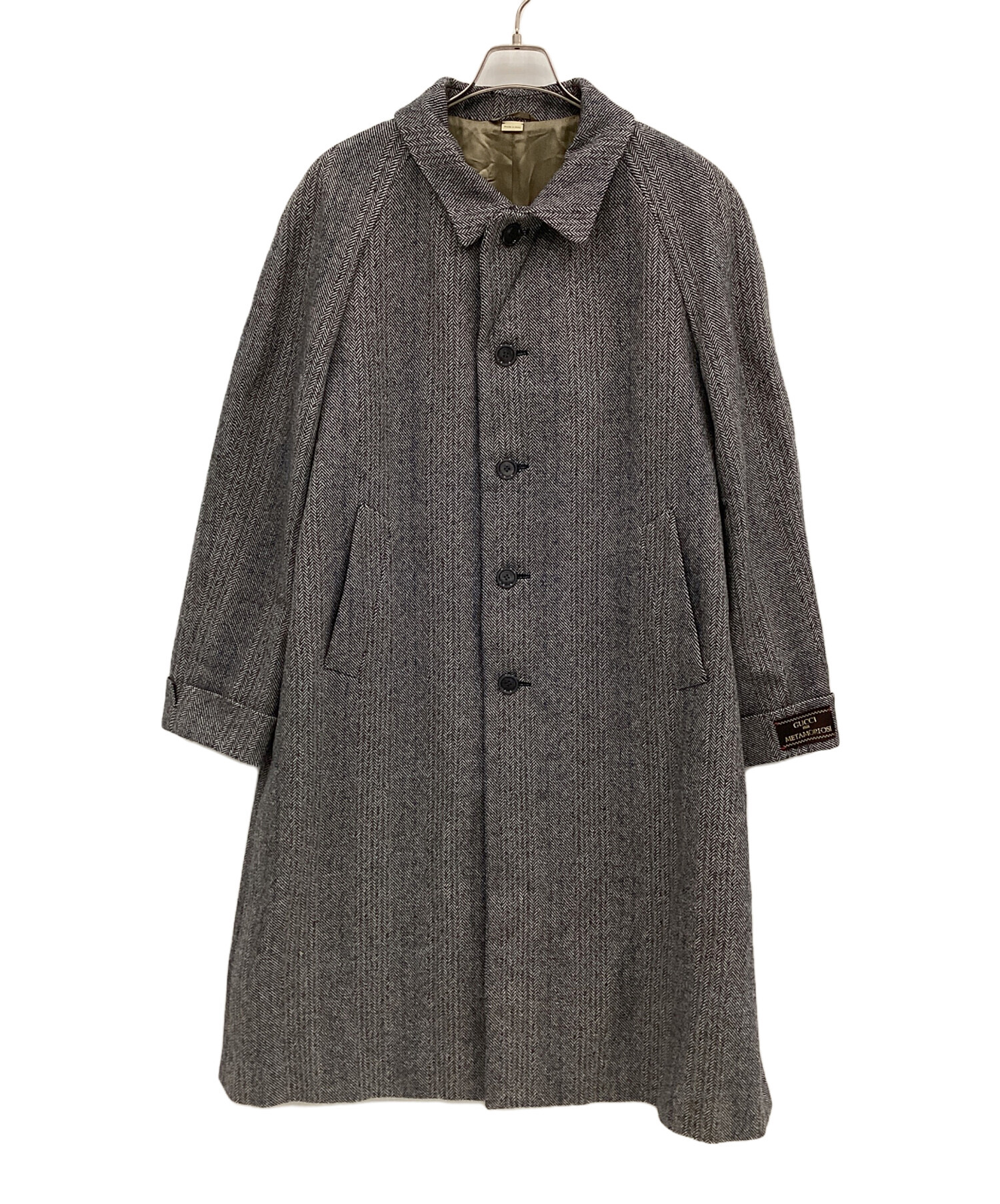中古・古着通販】GUCCI (グッチ) ロングコート グレー×ホワイト サイズ
