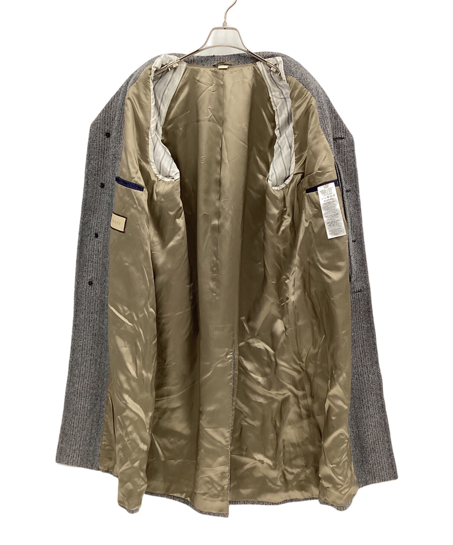 中古・古着通販】GUCCI (グッチ) ロングコート グレー×ホワイト サイズ
