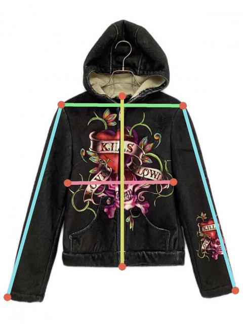 Ed Hardy★エドハーディー★ジップパーカー★レディス★XS 中古・古着通販】Ed Hardy (エド ハーディー) ジップパーカー ブラック