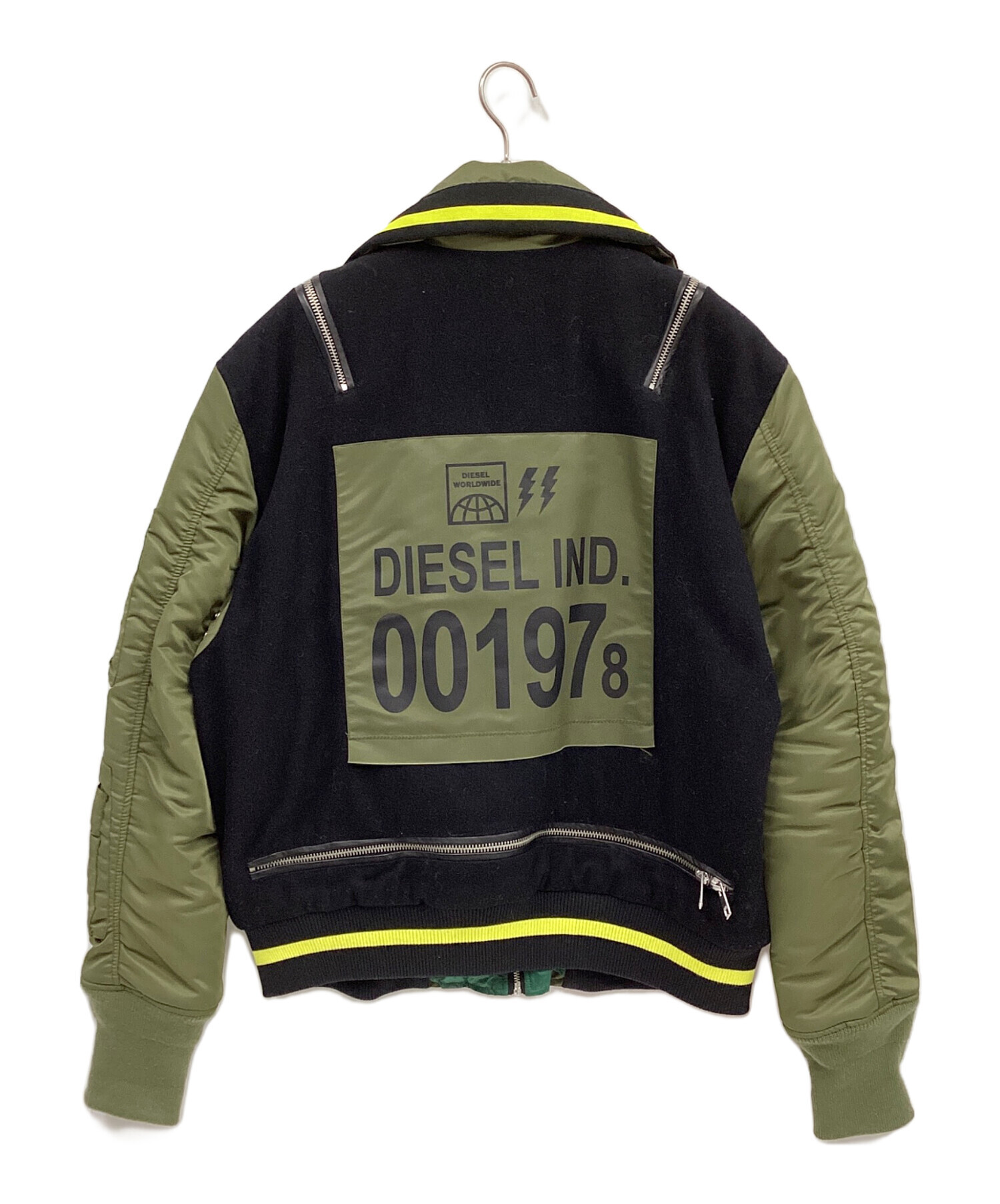 DIESEL フーデッド ボンバージャケット 001978 中古・古着通販】DIESEL (ディーゼル) ボンバージャケット ブラック