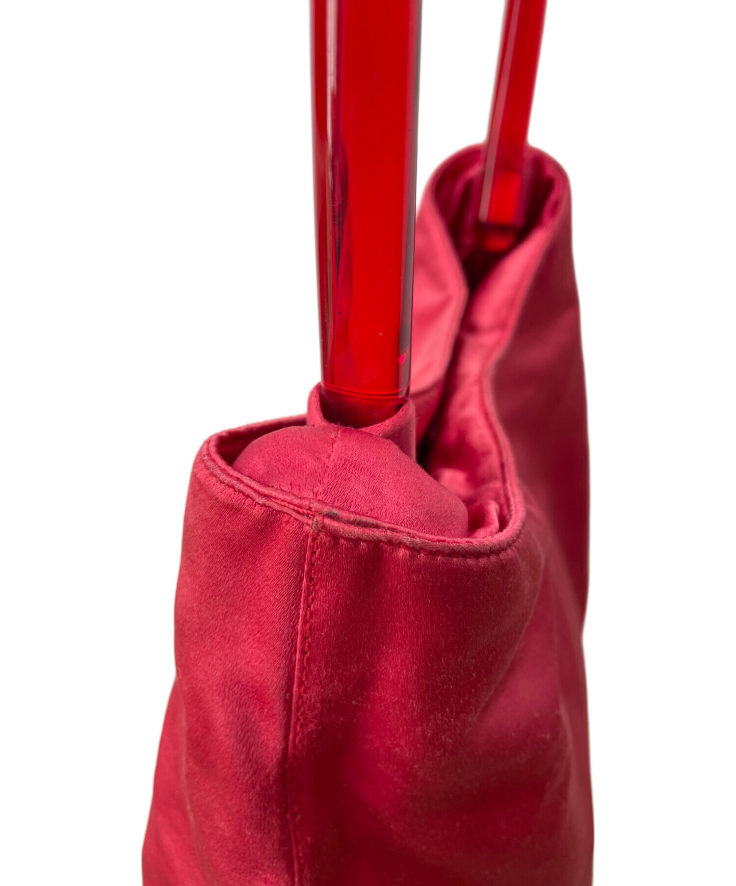 PRADA プラダ ナイロン ハンドバッグ レッド レディース ブランド 中古・古着通販】PRADA (プラダ) ナイロンハンドバッグ レッド