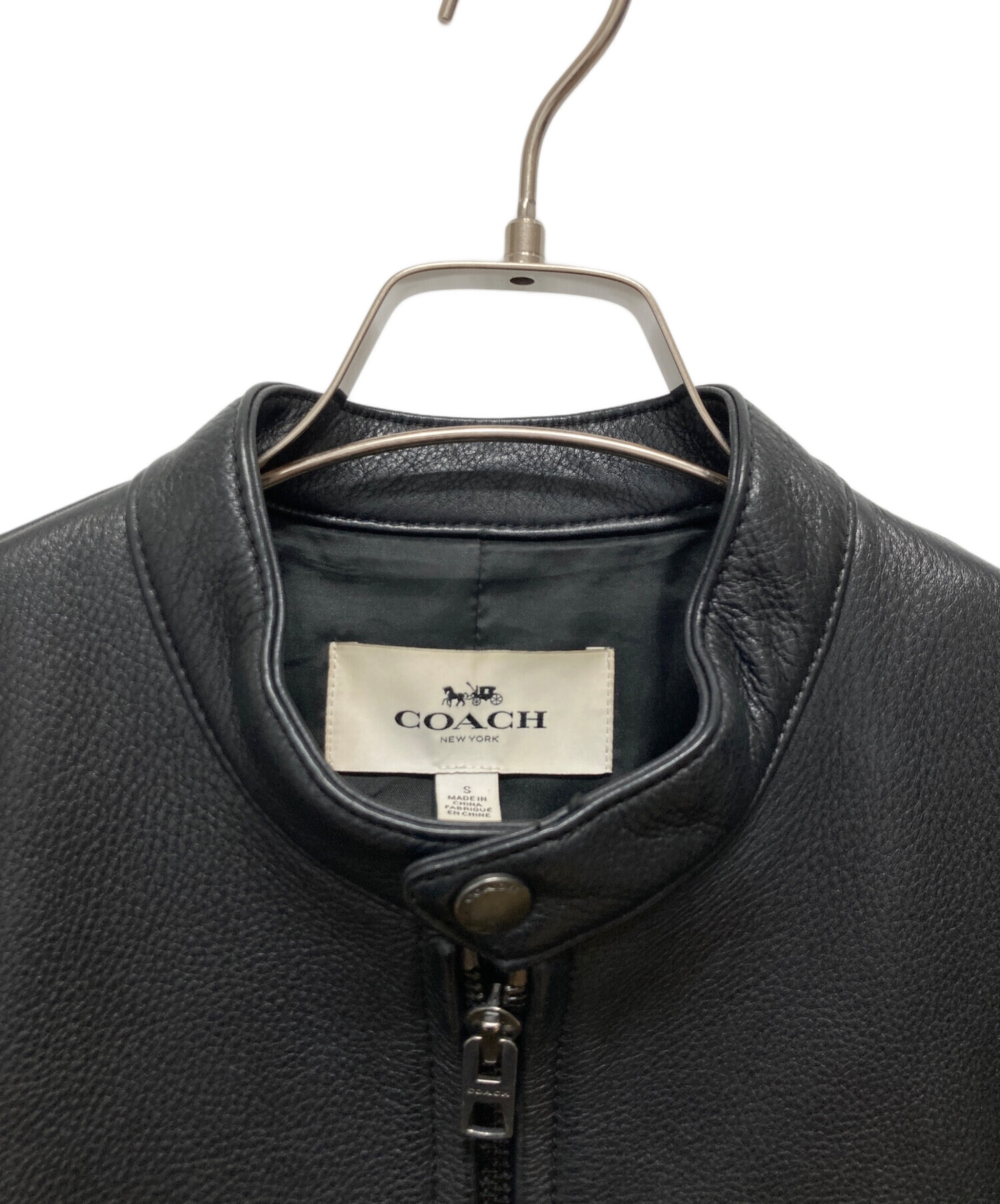 中古・古着通販】COACH (コーチ) カウレザージャケット ブラック