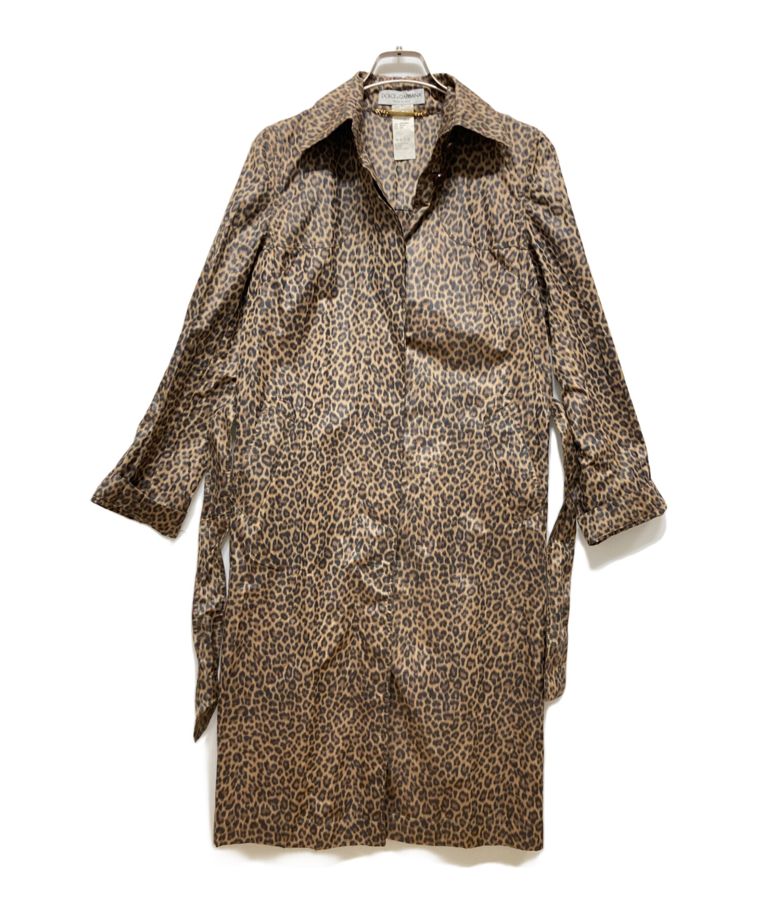 DOLCE & GABBANA ベージュ レザーコート 高級】D&G ドルチェ＆ガッパーナ レザーコート カーフレザー ロング丈